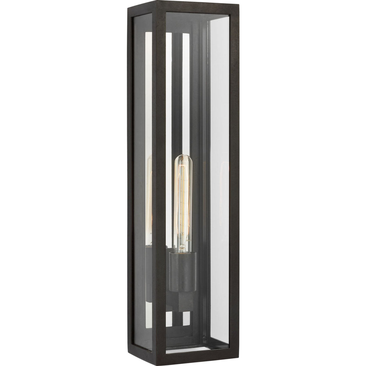 Chapman & Myers Fresno Large Tall 3/4 Wall Lantern in Aged Iron with Clear Glass W5.5" x H22" x E5.25"