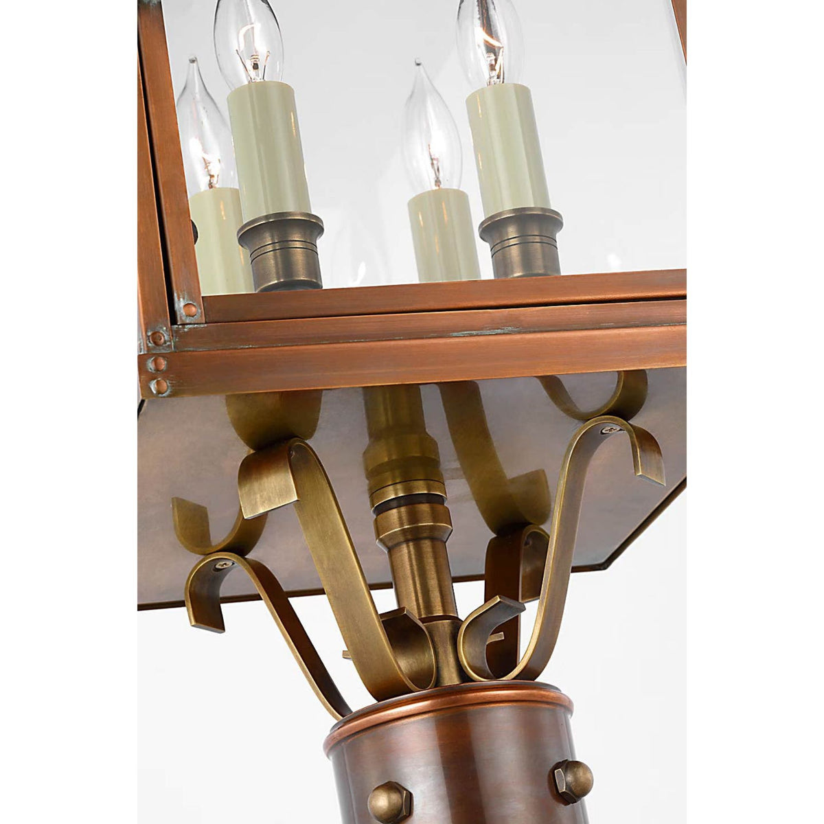 Chapman & Myers Bedford Post Lantern in Natural Copper with Clear Glass W10" x H24.5"