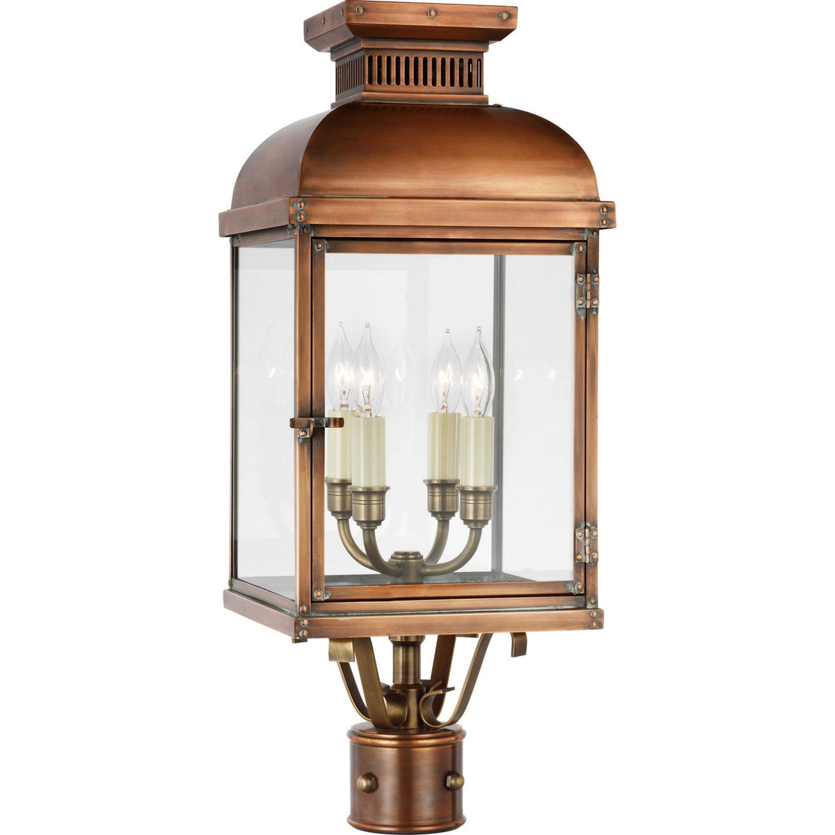 Chapman & Myers Suffork Post Lantern in Natural Copper with Clear Glass W9.75" x H24.25"