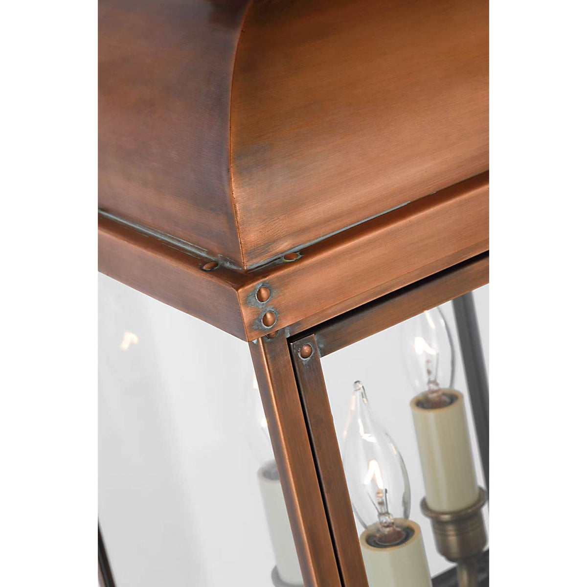 Chapman & Myers Suffork Post Lantern in Natural Copper with Clear Glass W9.75" x H24.25"