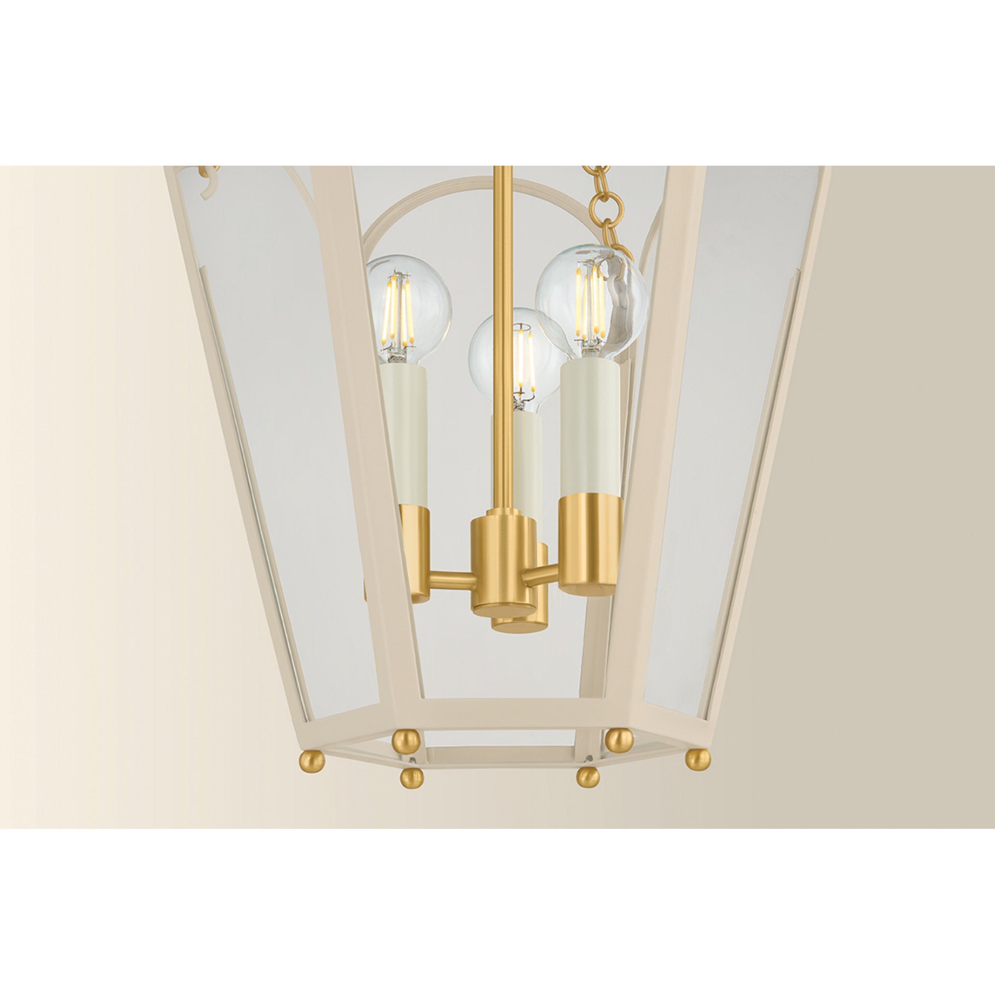 Clarisse 3-Light Lantern in Aged Brass 13W x 22.25H (Soft Bisque)