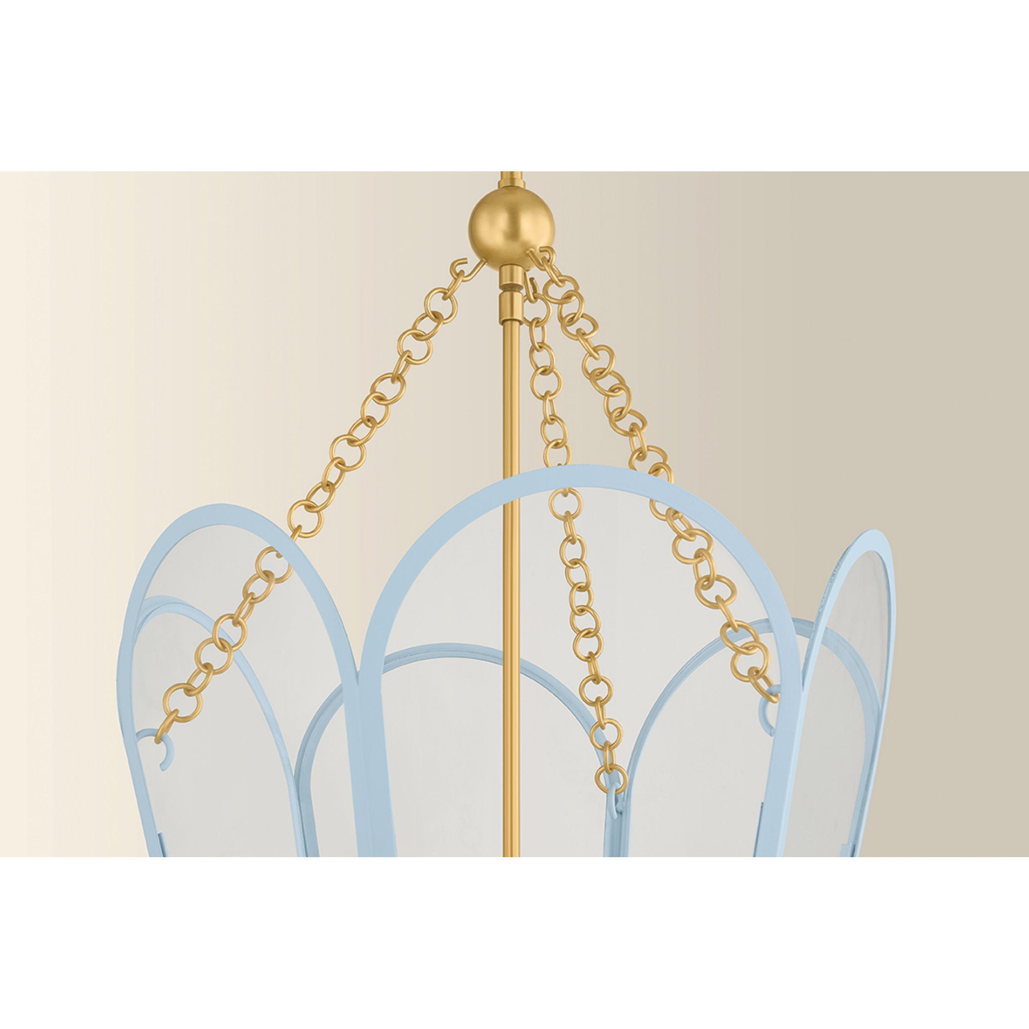 Clarisse 4-Light Lantern in Aged Brass 16W x 26.25H (Soft Arctic Blue)