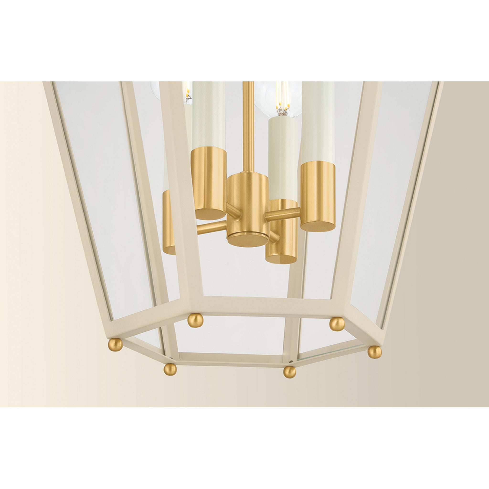 Clarisse 4-Light Lantern in Aged Brass 16W x 26.25H (Soft Bisque)