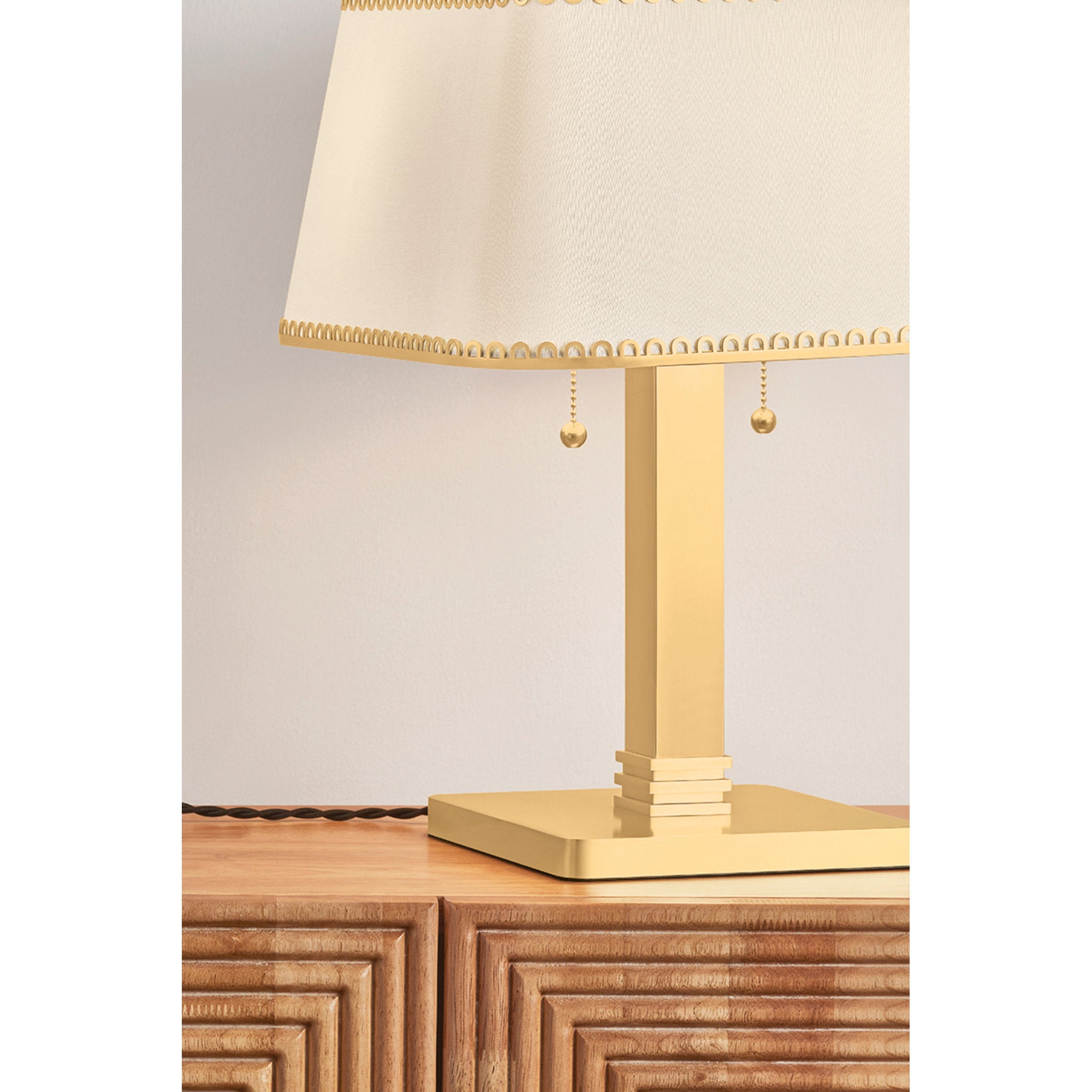 Claude 2-Light Table Lamp in Aged Brass by Augusta Hoffman 14L x 14W x 18H