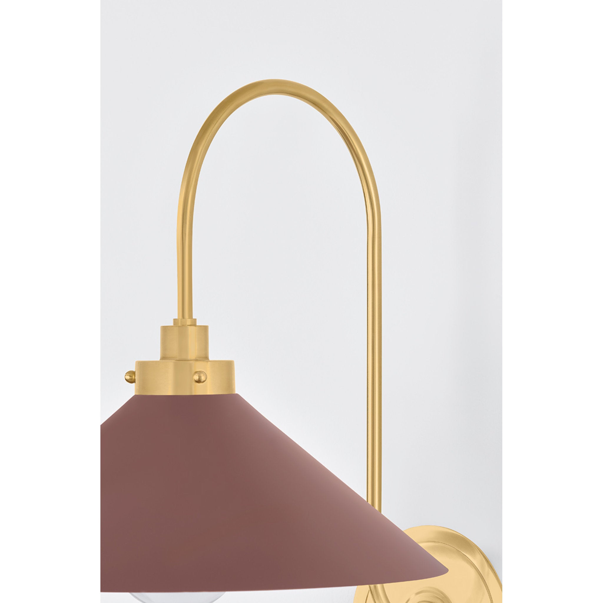 Clivedon 1-Light Wall Sconce in Aged Brass by Mark D. Sikes 12W x 16H (Soft Crimson)