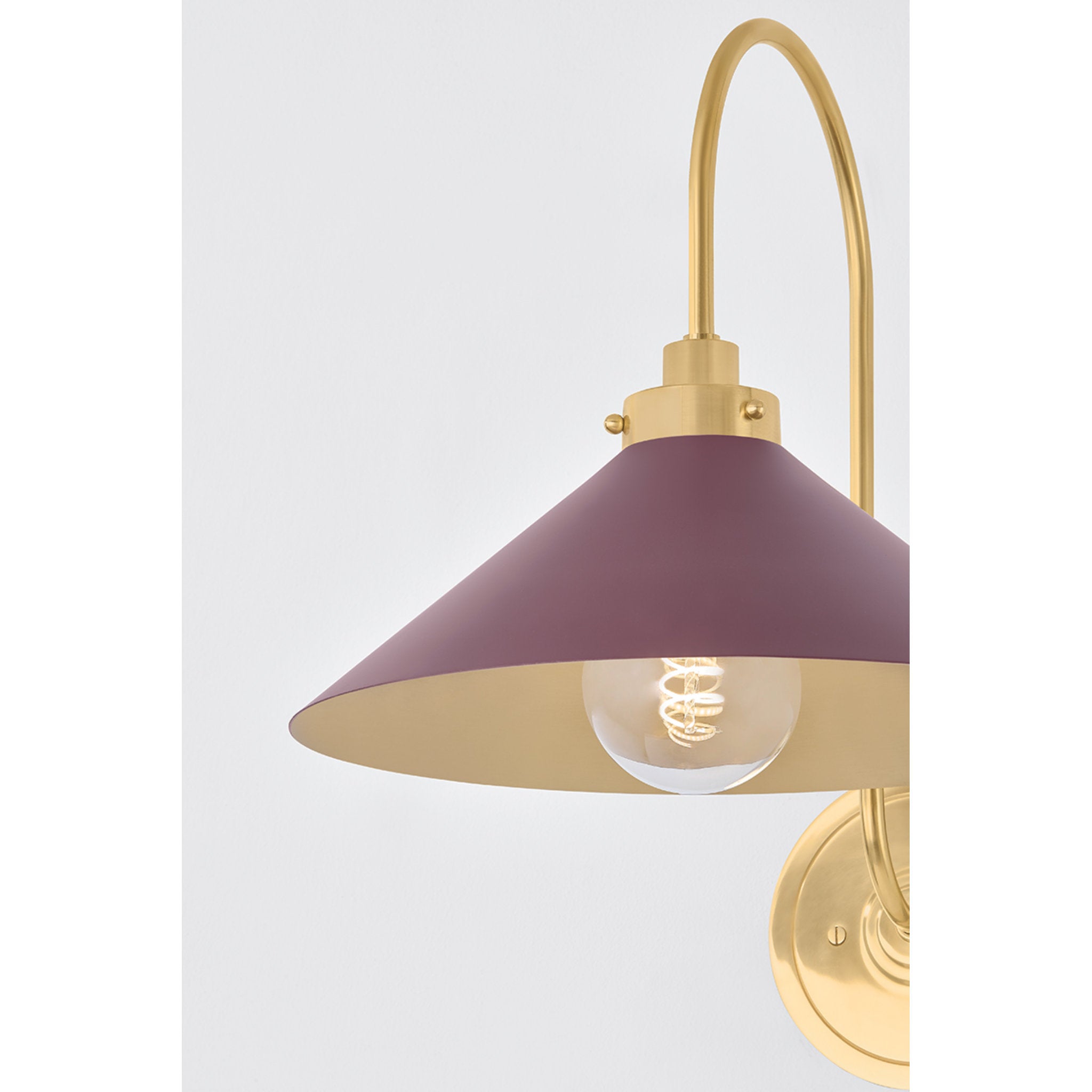 Clivedon 1-Light Wall Sconce in Aged Brass by Mark D. Sikes 12W x 16H (Soft Crimson)