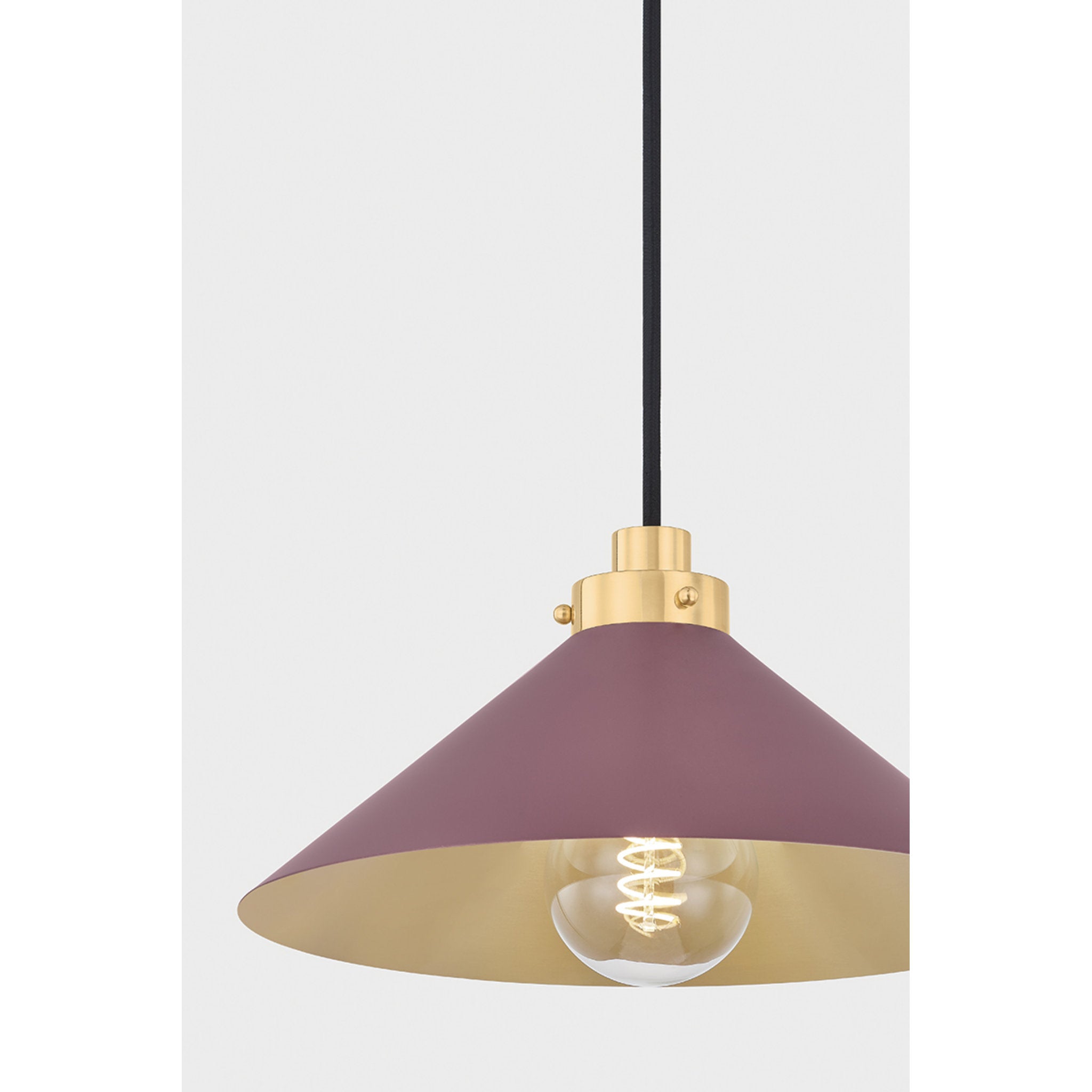 Clivedon 1-Light Pendant in Aged Brass by Mark D. Sikes 12W x 6.5H (Soft Crimson)