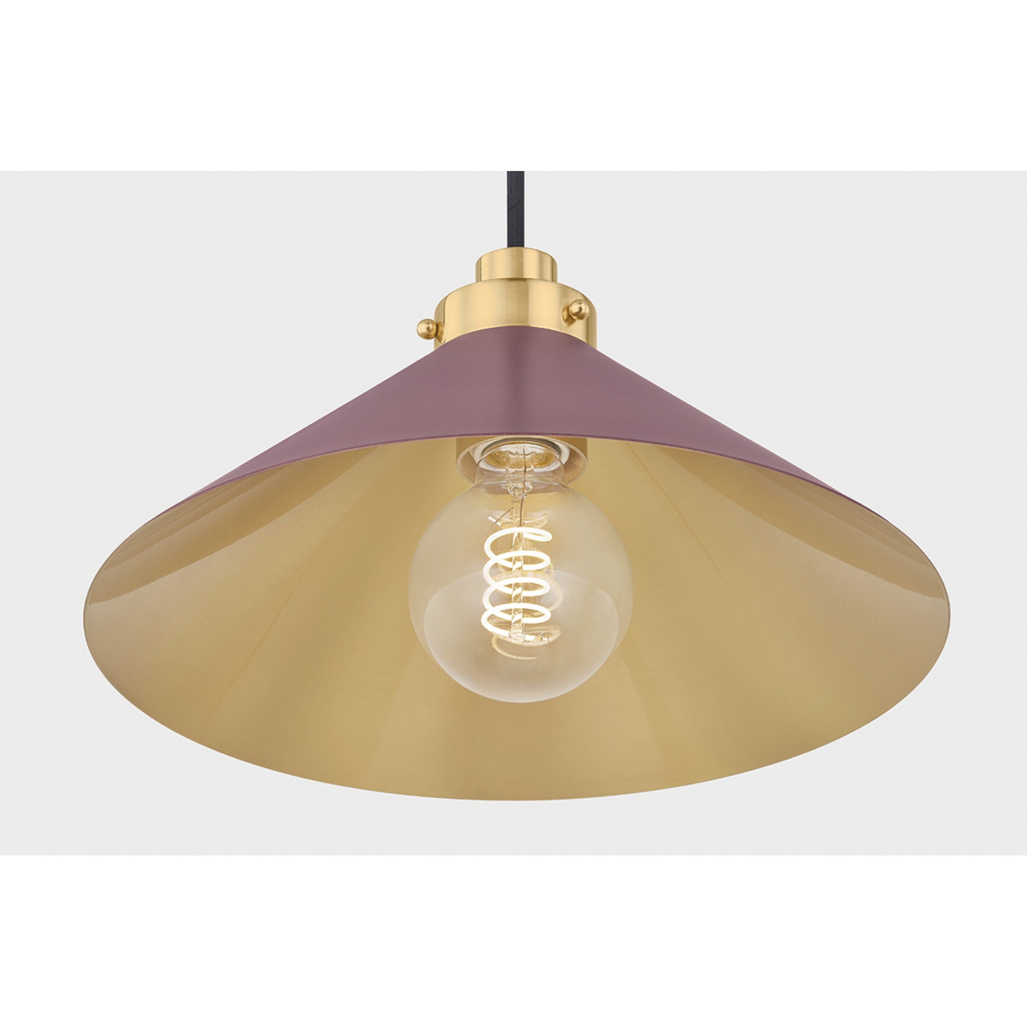Clivedon 1-Light Pendant in Aged Brass by Mark D. Sikes 12W x 6.5H (Soft Crimson)