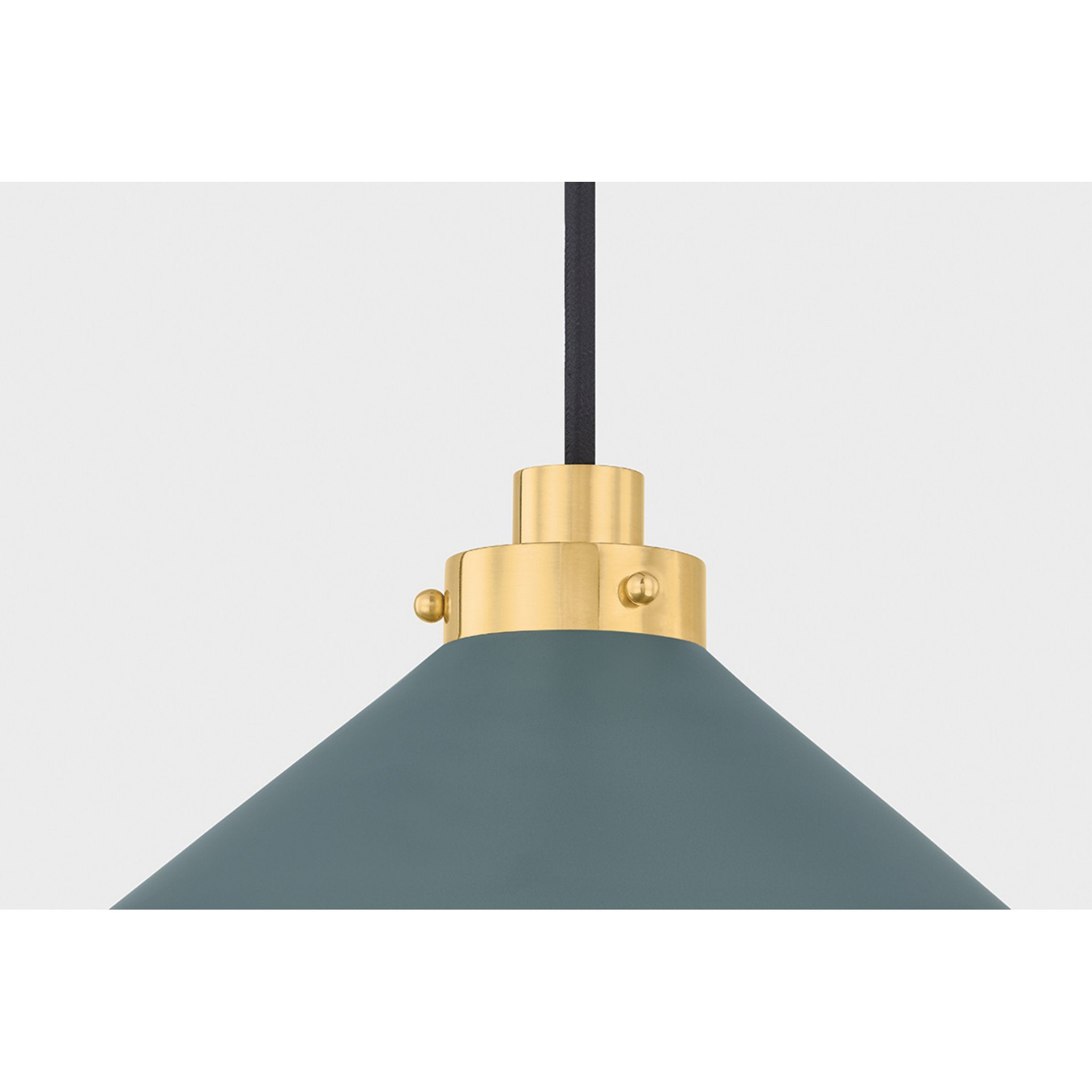 Clivedon 1-Light Pendant in Aged Brass by Mark D. Sikes 12W x 6.5H (Soft Studio Green)