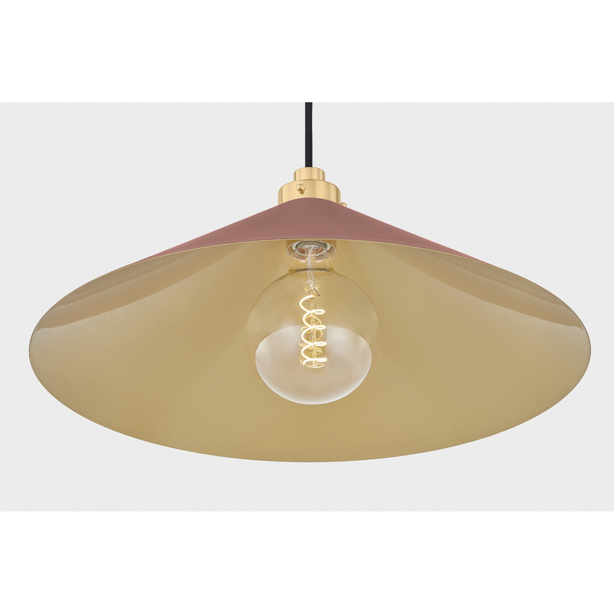 Clivedon 1-Light Pendant in Aged Brass by Mark D. Sikes 20W x 8.5H (Soft Crimson)