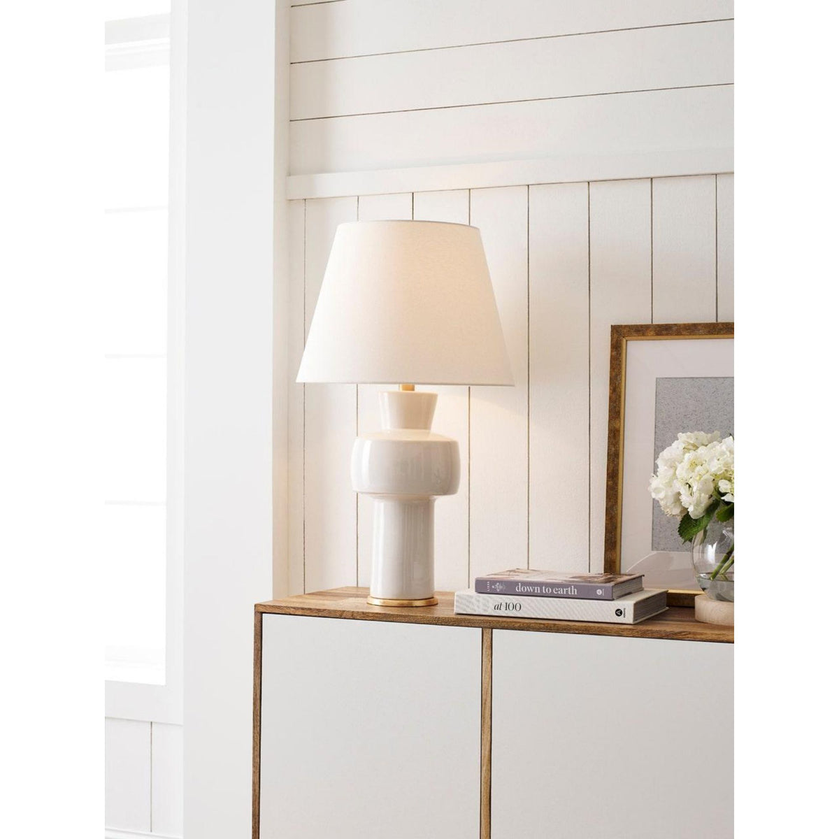 Christopher Spitzmiller Eerdmans Medium Table Lamp in Ivory with Linen Shade W17" x H29"