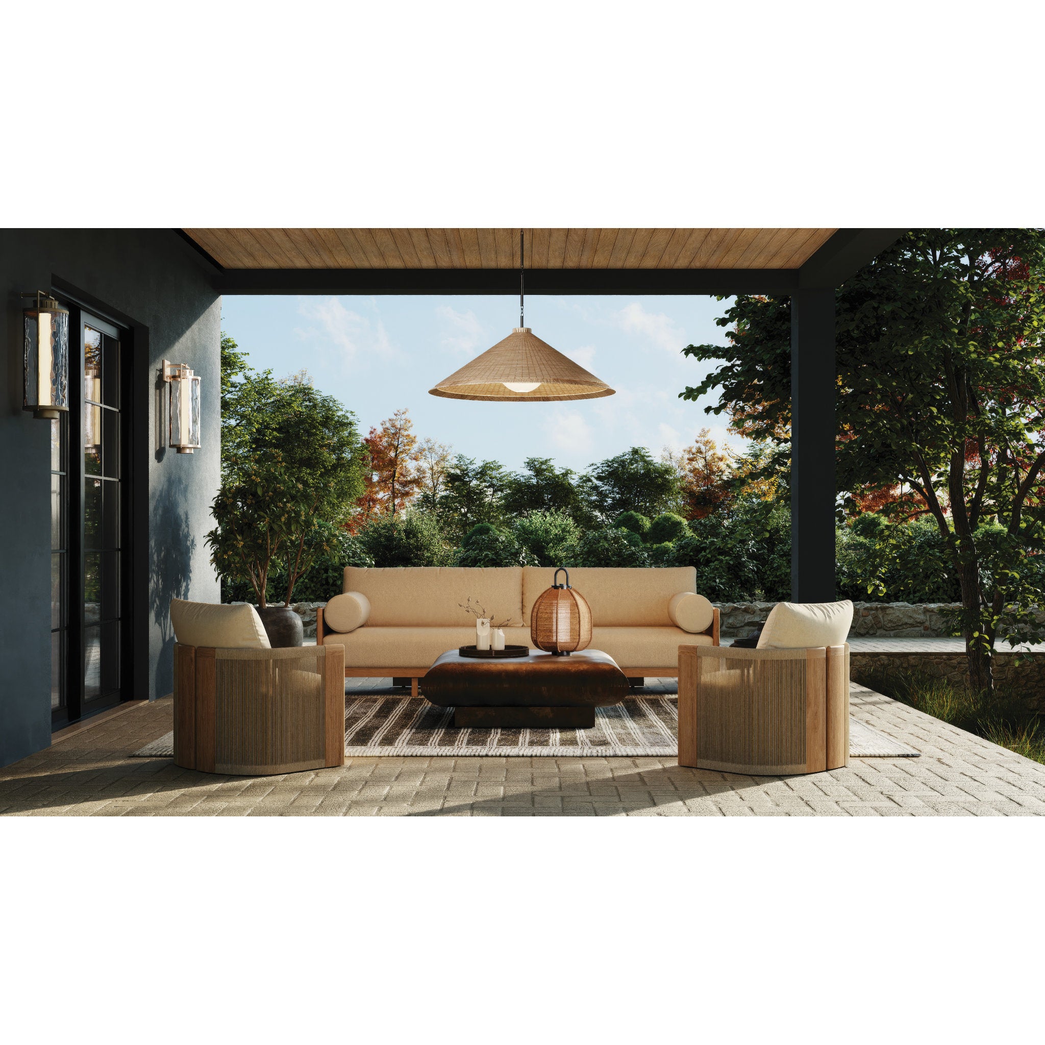 Devlin 1-Light Exterior Pendant in Bronze 44W x 19H