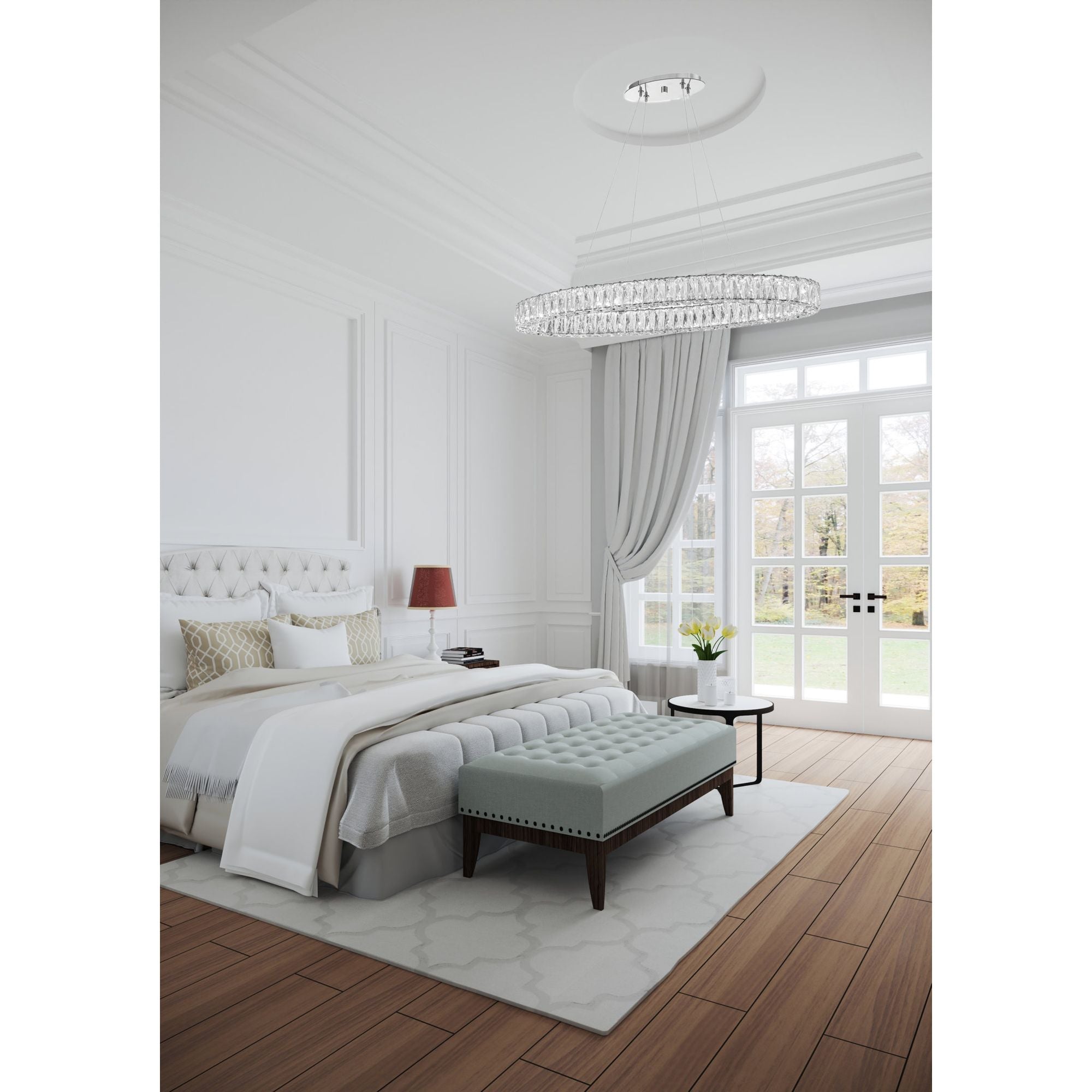 Kinsley 39'' Polished Chrome Chandelier Silver 39"W x 3"H x 17.5"D