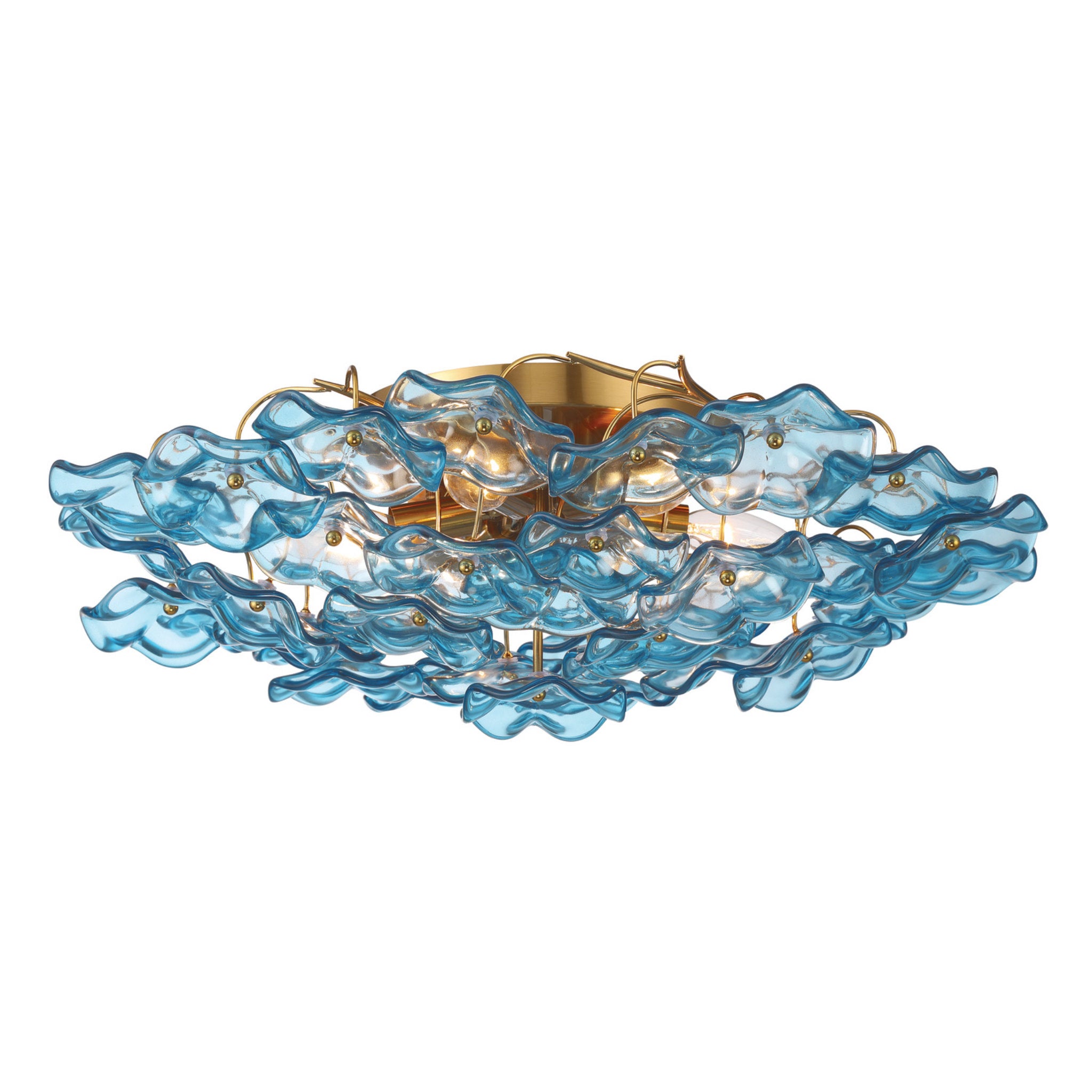 Esme 22.5'' Aged Brass Semi Flush Mount Blue 22.5"W x 7"H x 22.5"D