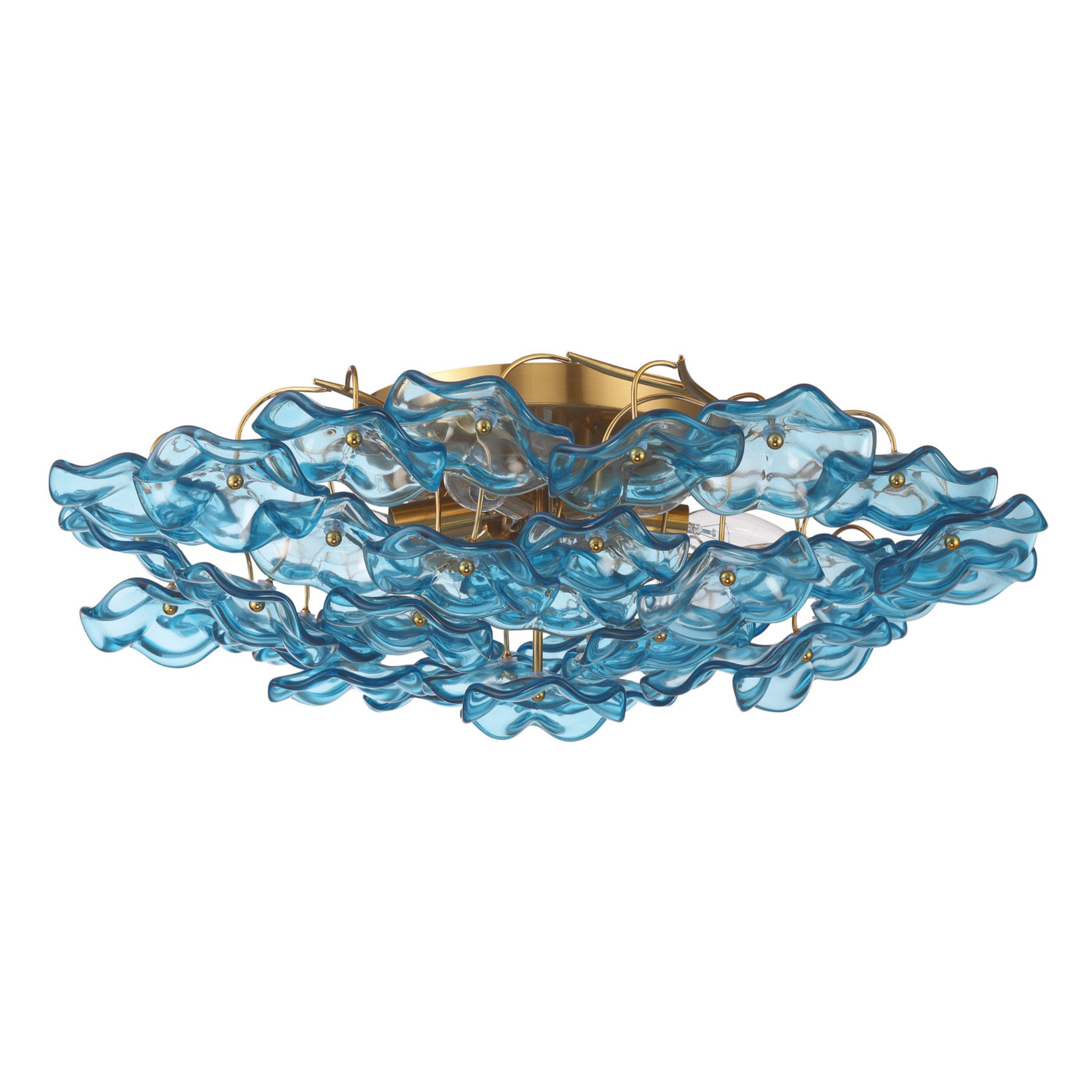 Esme 22.5'' Aged Brass Semi Flush Mount Blue 22.5"W x 7"H x 22.5"D