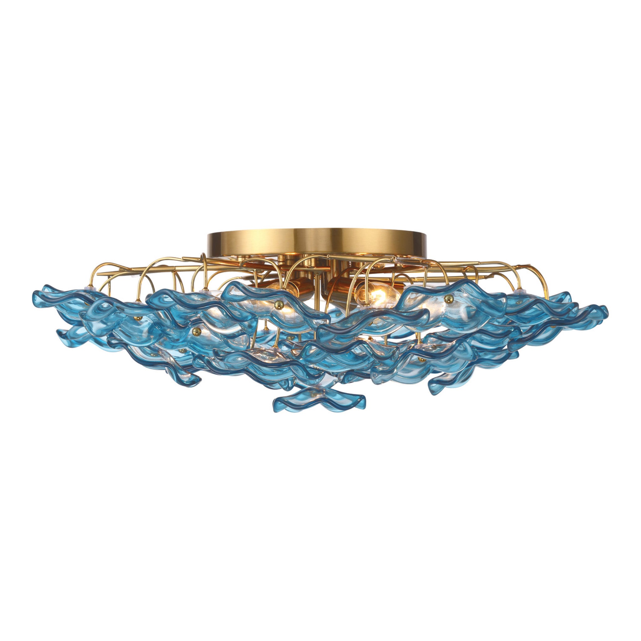 Esme 22.5'' Aged Brass Semi Flush Mount Blue 22.5"W x 7"H x 22.5"D