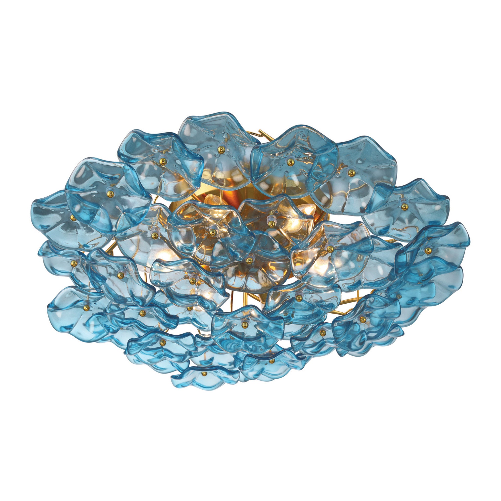 Esme 22.5'' Aged Brass Semi Flush Mount Blue 22.5"W x 7"H x 22.5"D