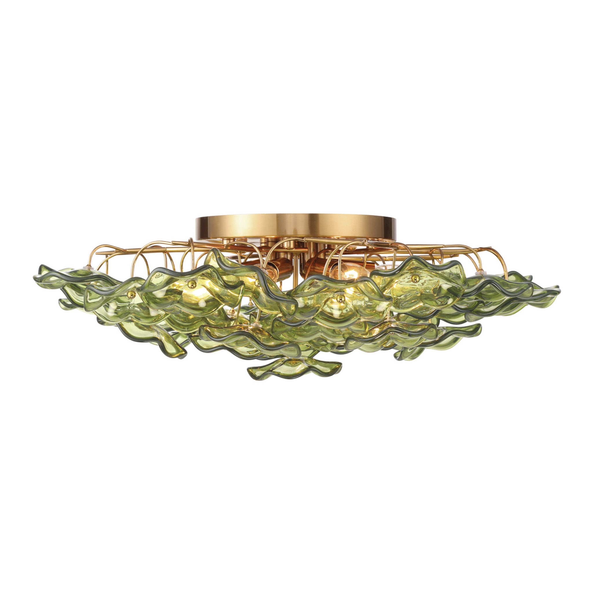 Esme 22.5'' Aged Brass Semi Flush Mount Green 22.5"W x 7"H x 22.5"D