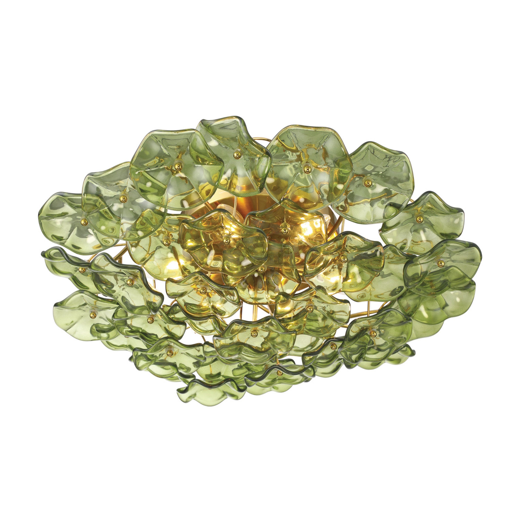 Esme 22.5'' Aged Brass Semi Flush Mount Green 22.5"W x 7"H x 22.5"D