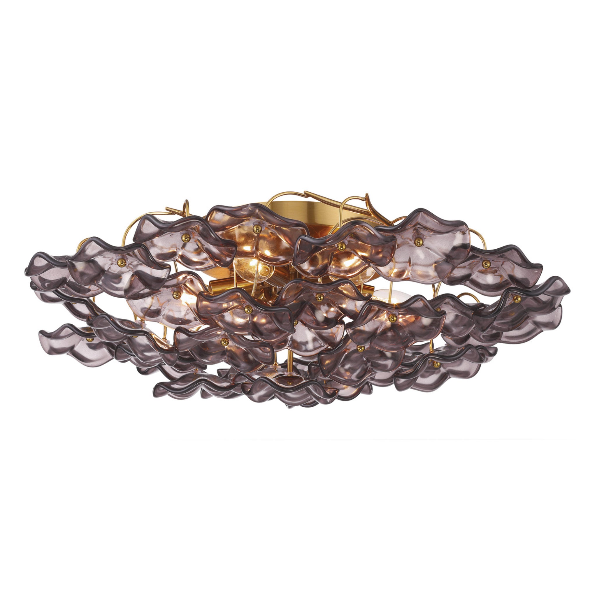 Esme 22.5'' Aged Brass Semi Flush Mount Purple 22.5"W x 7"H x 22.5"D