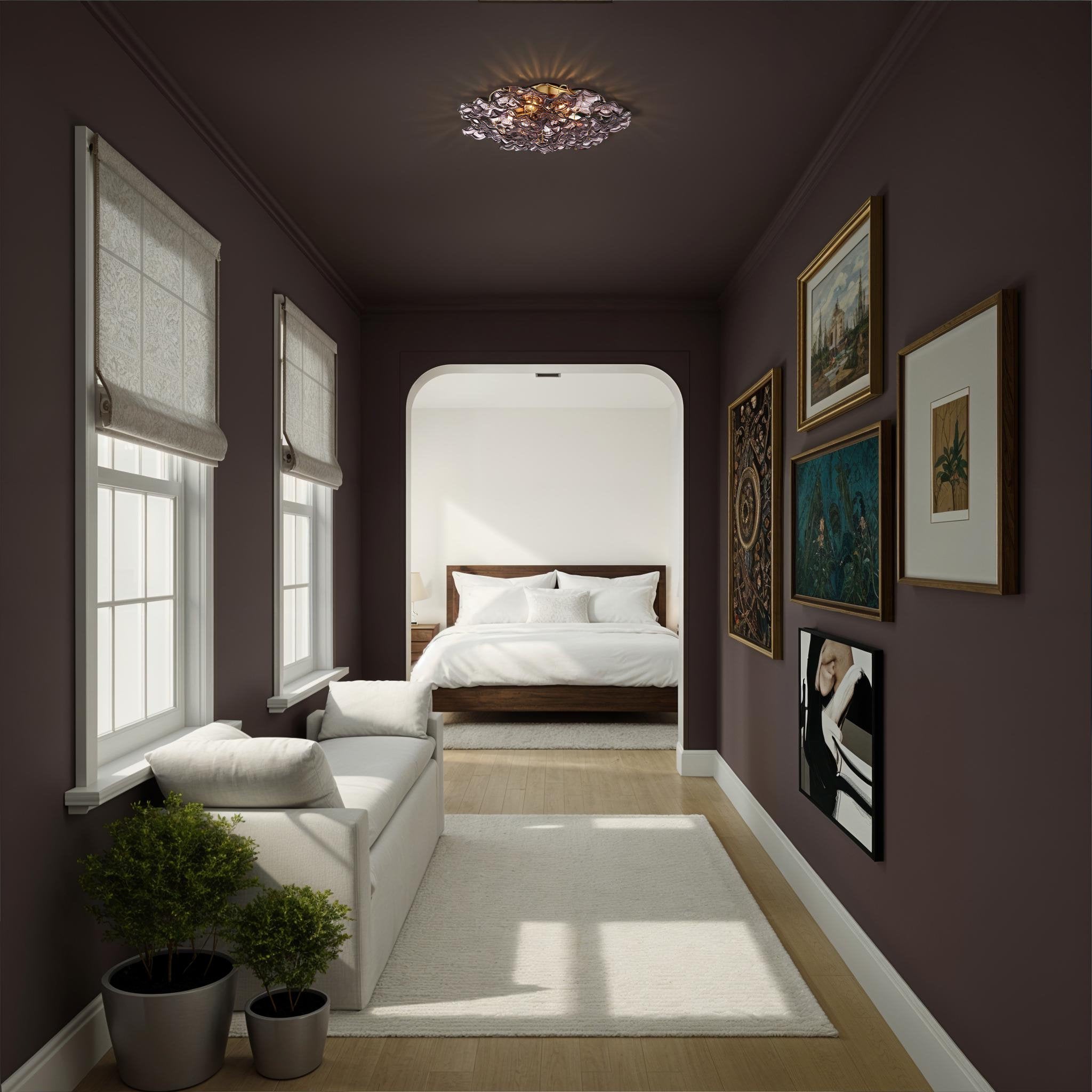Esme 22.5'' Aged Brass Semi Flush Mount Purple 22.5"W x 7"H x 22.5"D