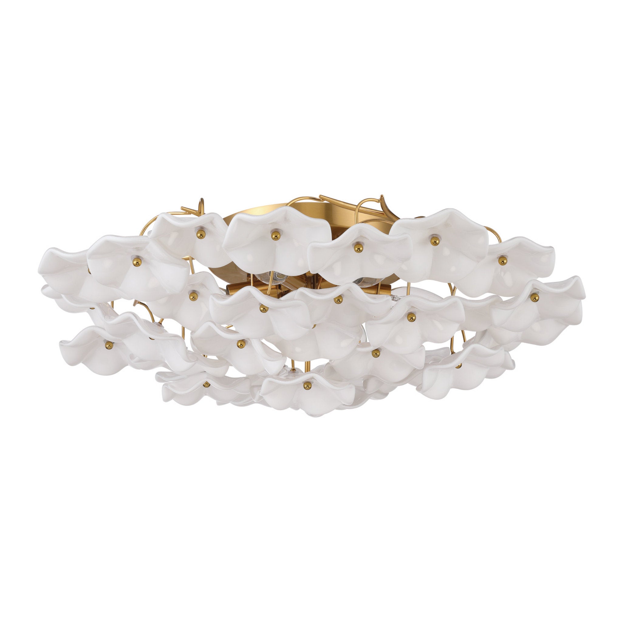Esme 22.5'' Aged Brass Semi Flush Mount White 22.5"W x 7"H x 22.5"D