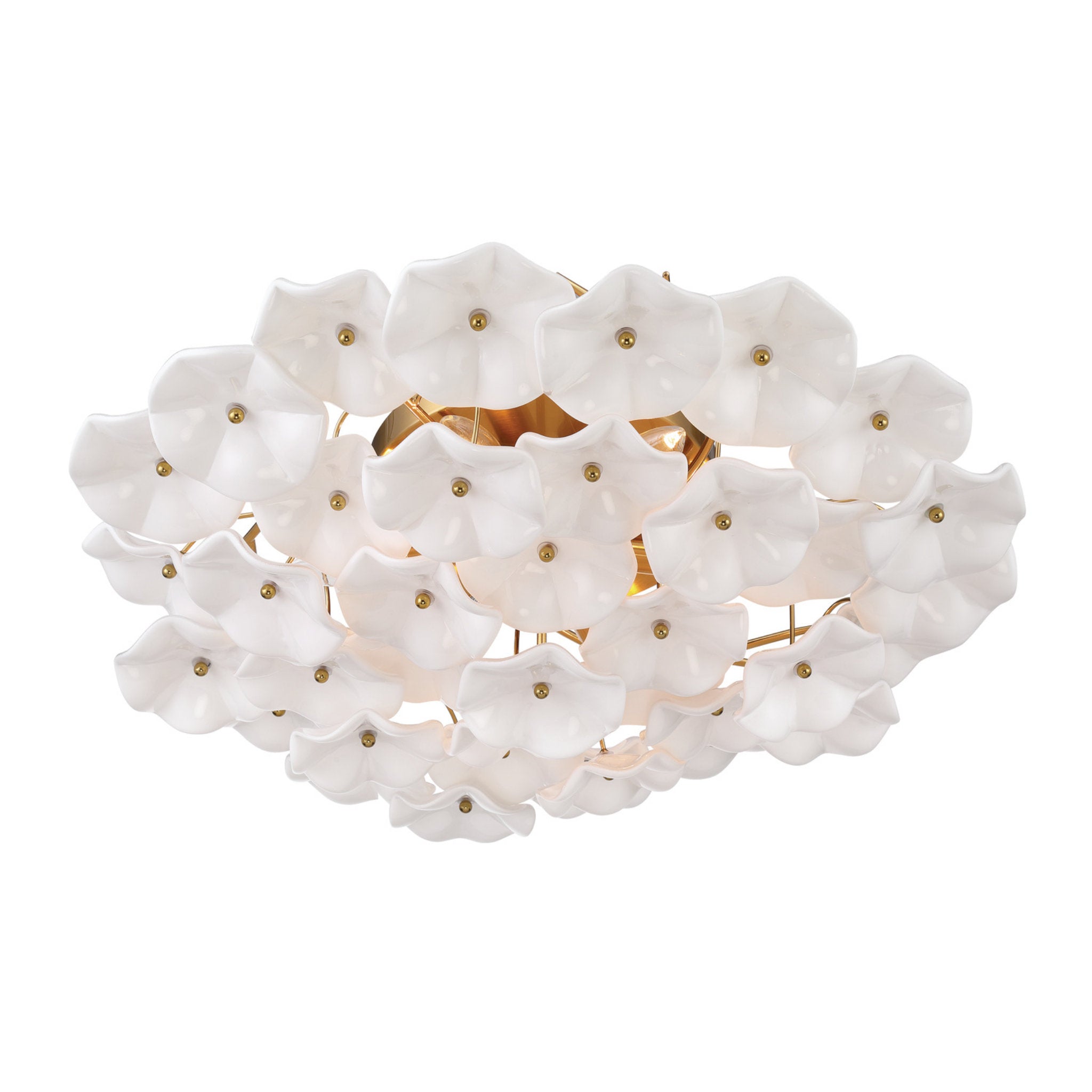 Esme 22.5'' Aged Brass Semi Flush Mount White 22.5"W x 7"H x 22.5"D