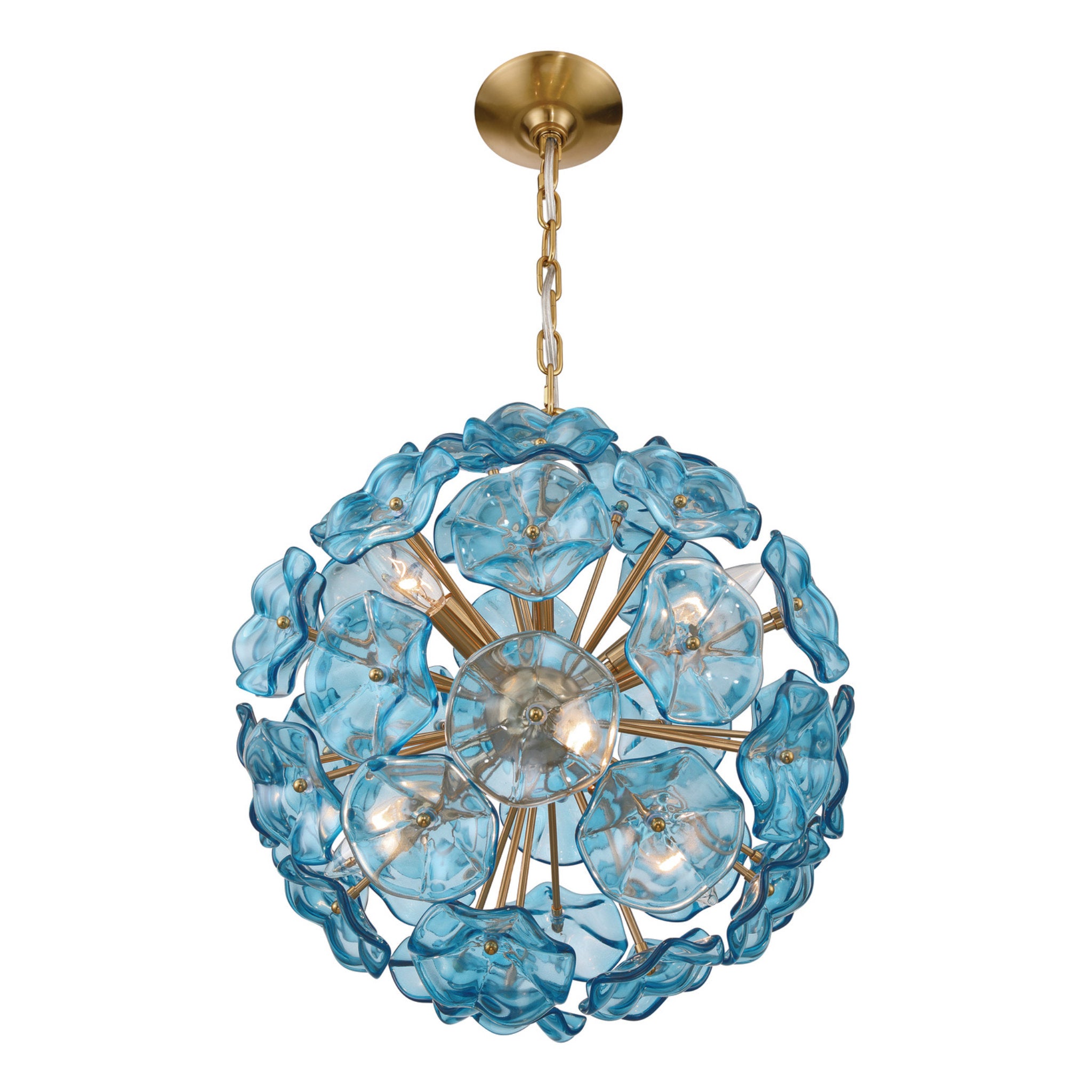 Esme 18.25'' Aged Brass Chandelier Blue 18.25"W x 21"H x 18.25"D