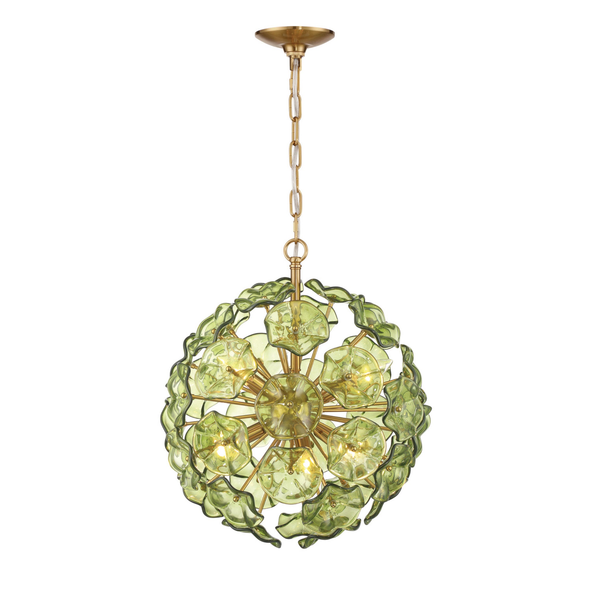 Esme 18.25'' Aged Brass Chandelier Green 18.25"W x 21"H x 18.25"D