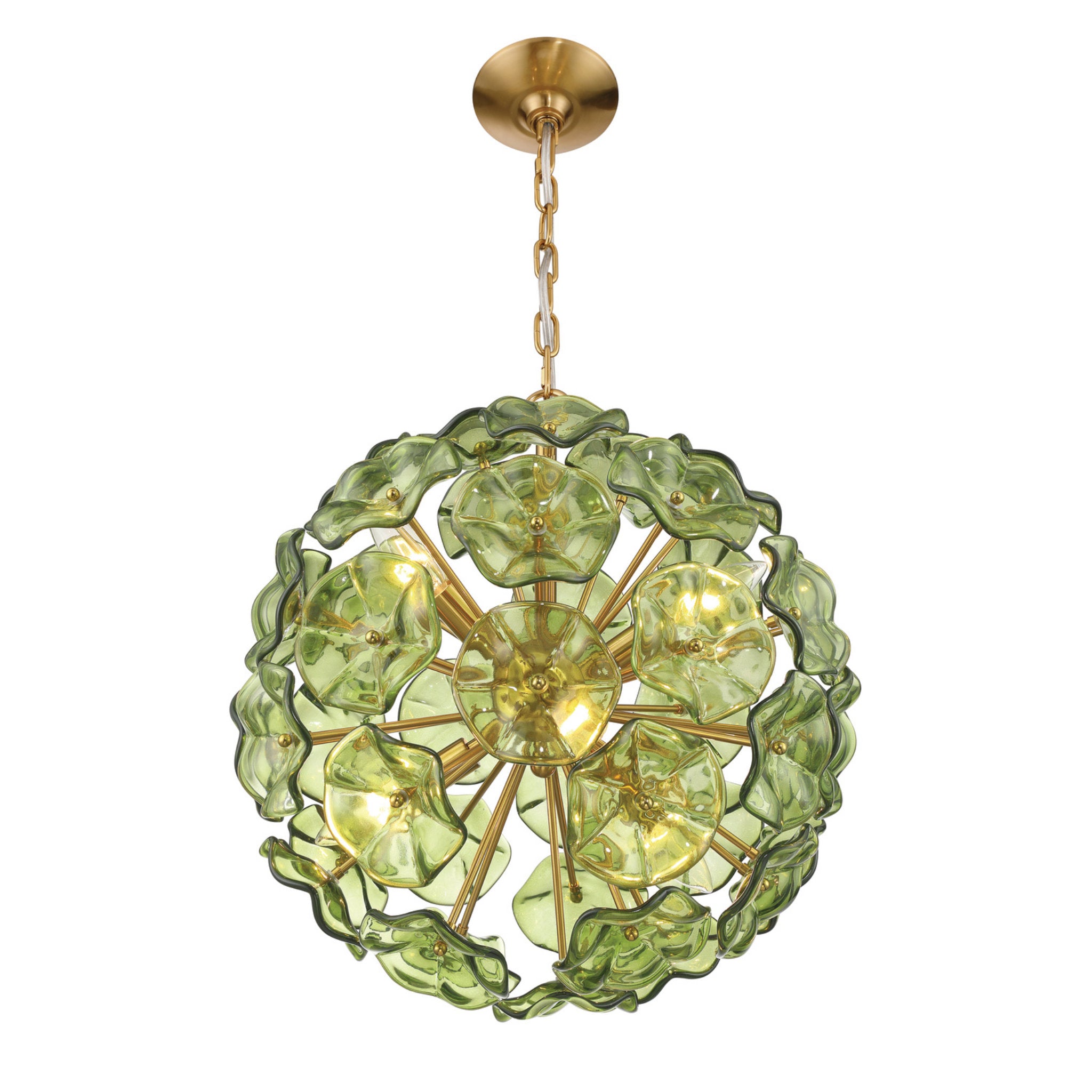 Esme 18.25'' Aged Brass Chandelier Green 18.25"W x 21"H x 18.25"D