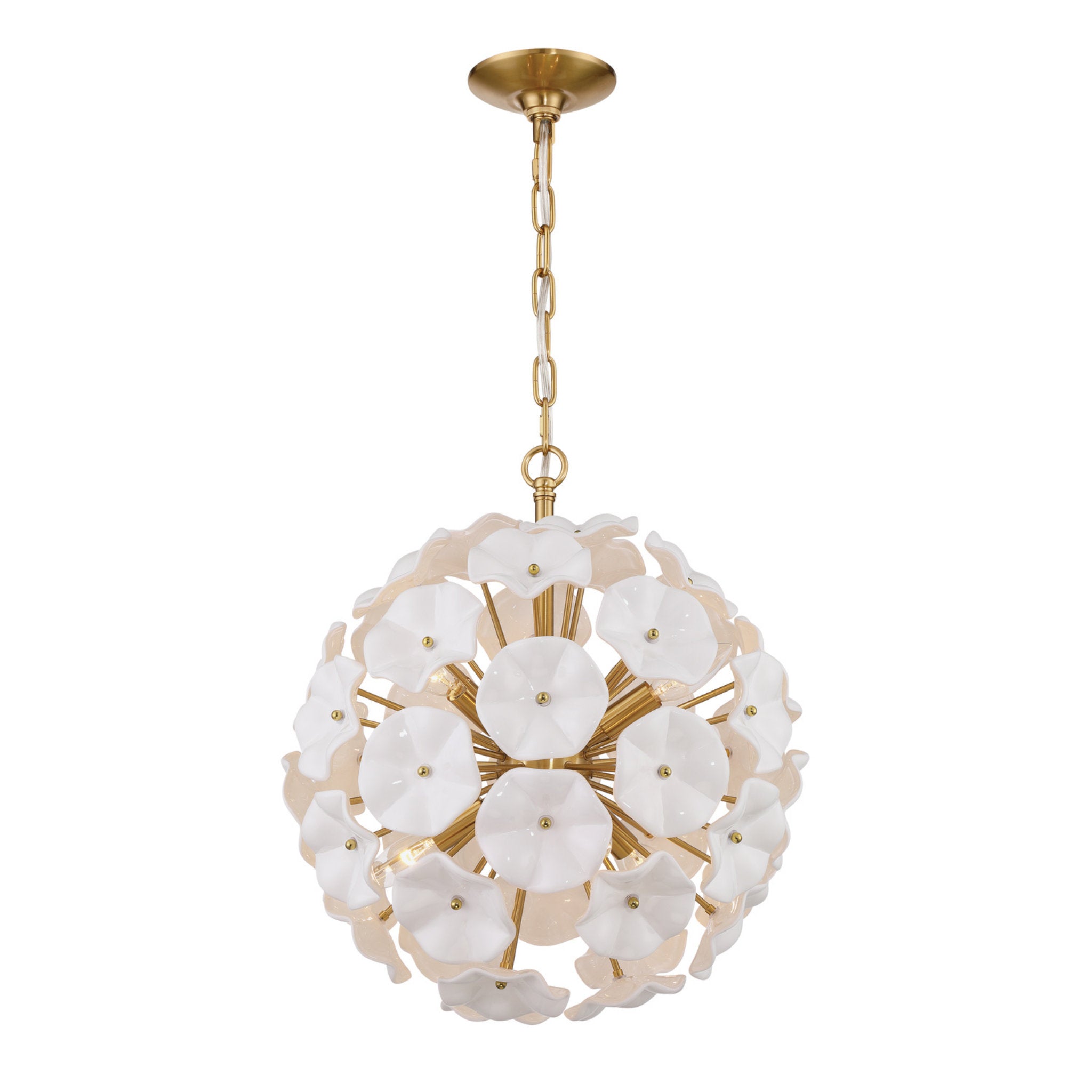 Esme 18.25'' Aged Brass Chandelier White 18.25"W x 21"H x 18.25"D
