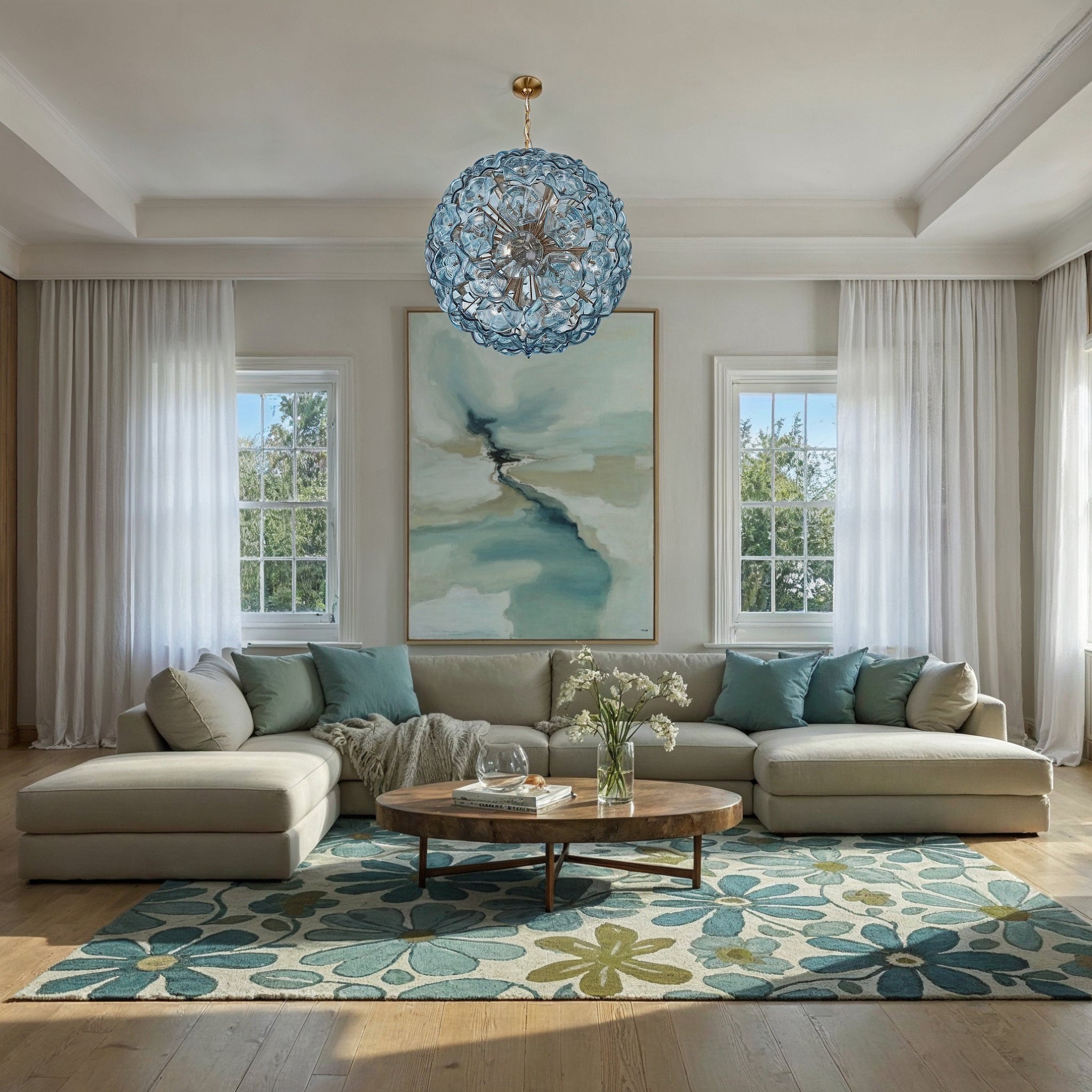 Esme 28'' Aged Brass Chandelier Blue 28"W x 30"H x 28"D