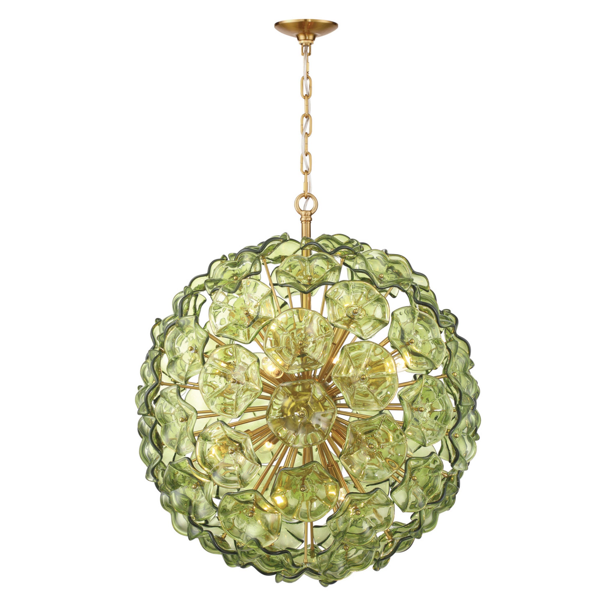 Esme 28'' Aged Brass Chandelier Green 28"W x 30"H x 28"D