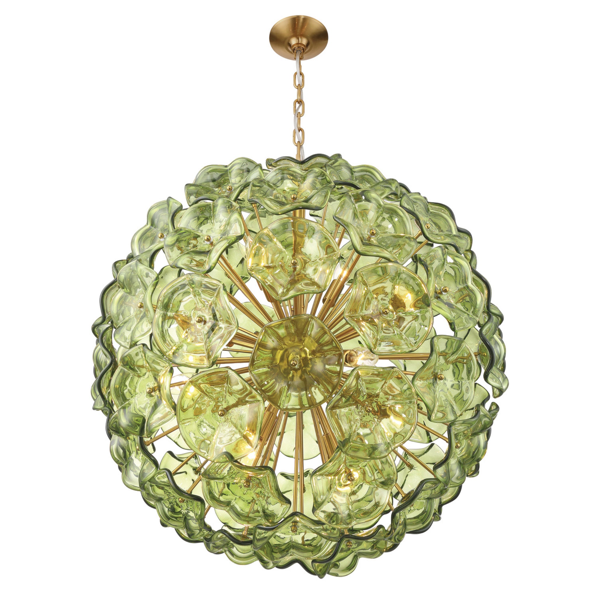 Esme 28'' Aged Brass Chandelier Green 28"W x 30"H x 28"D