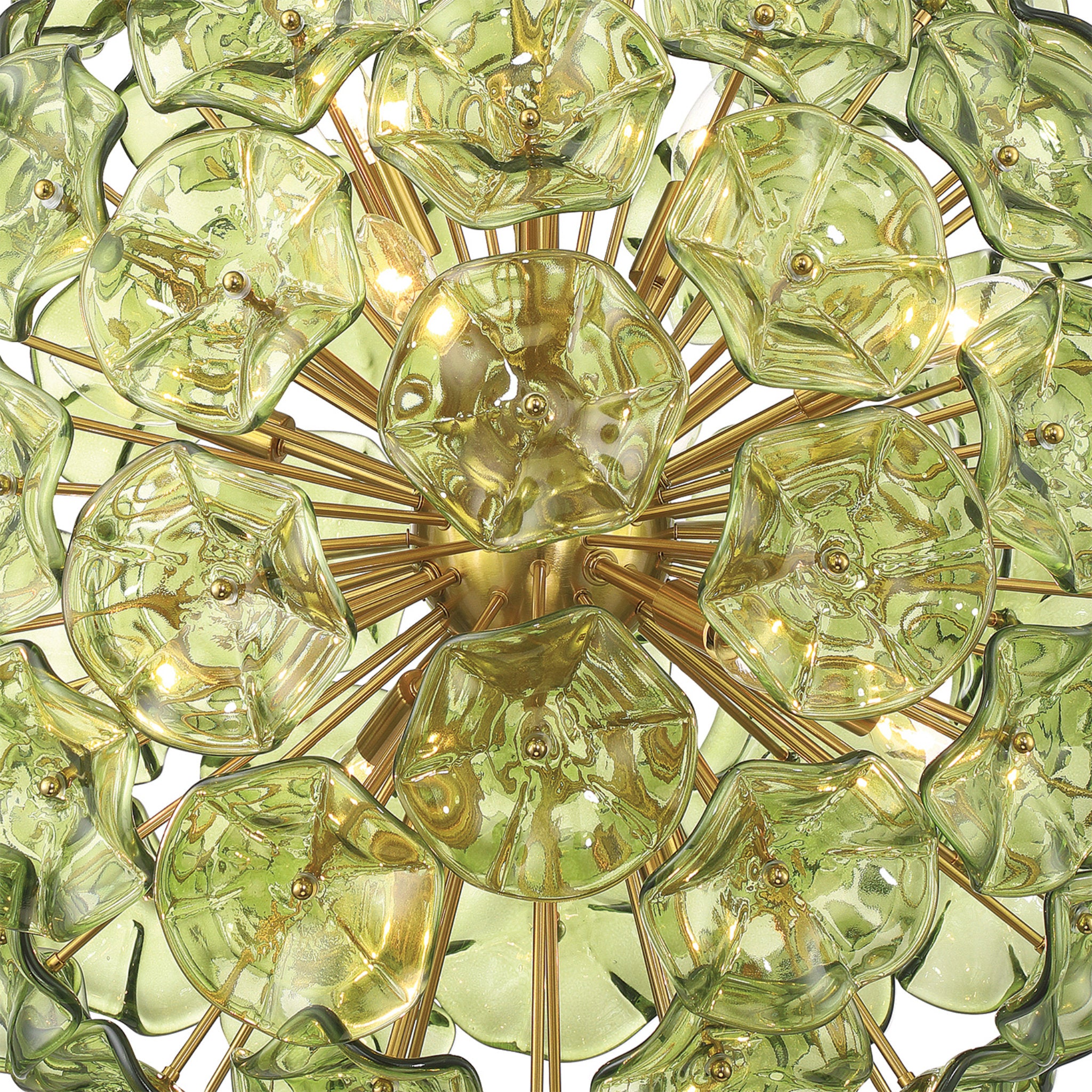 Esme 28'' Aged Brass Chandelier Green 28"W x 30"H x 28"D