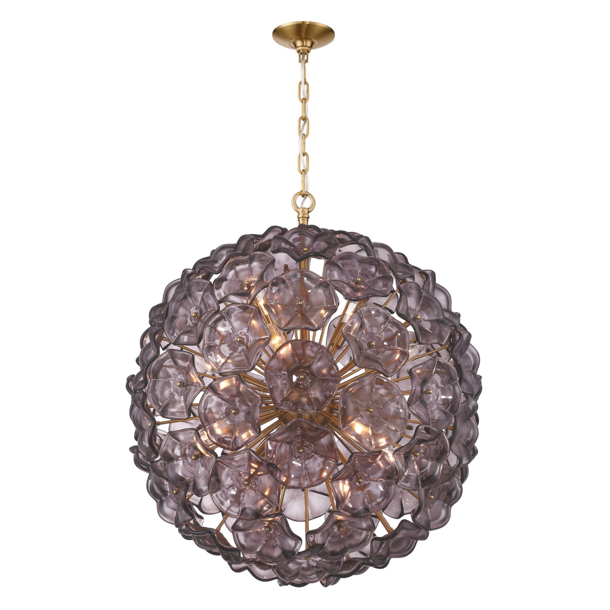 Esme 28'' Aged Brass Chandelier Purple 28"W x 30"H x 28"D