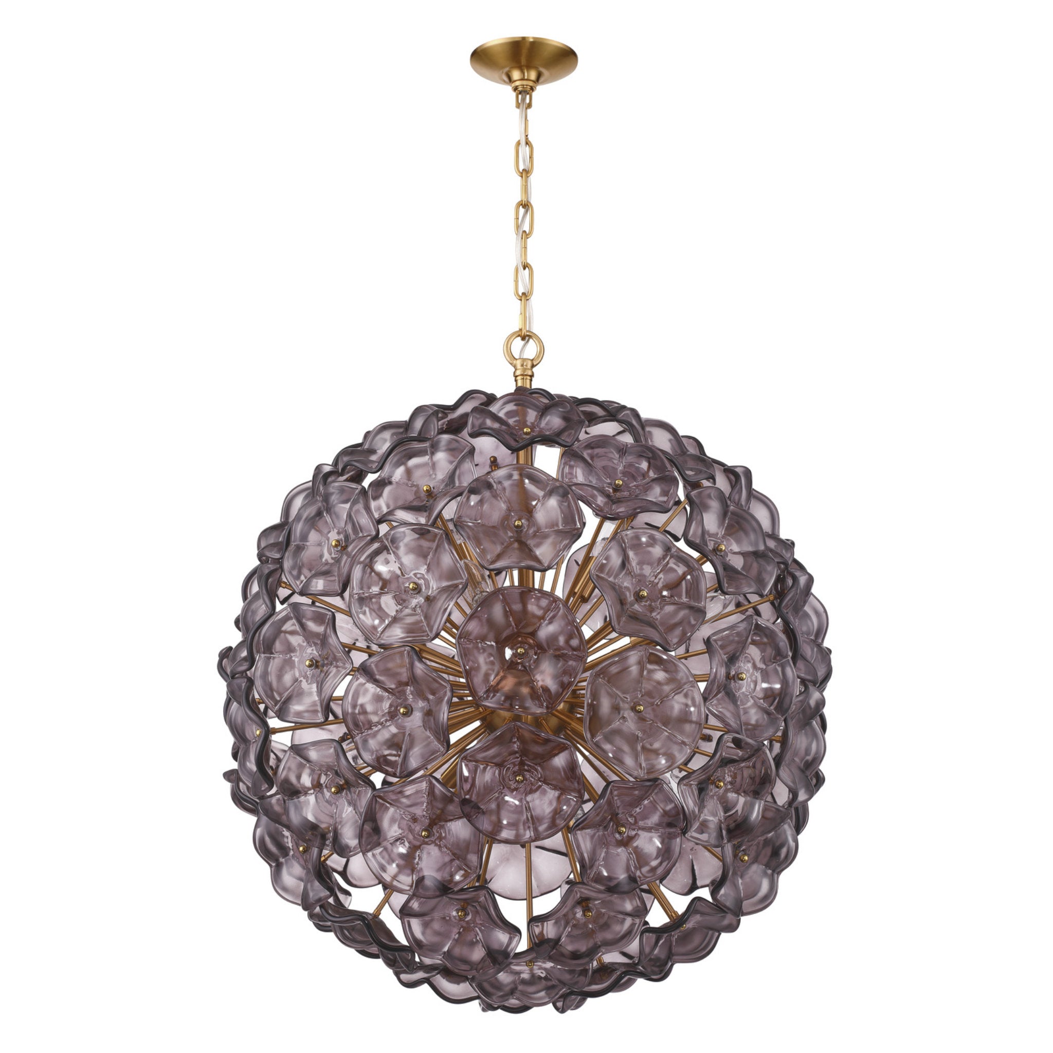 Esme 28'' Aged Brass Chandelier Purple 28"W x 30"H x 28"D