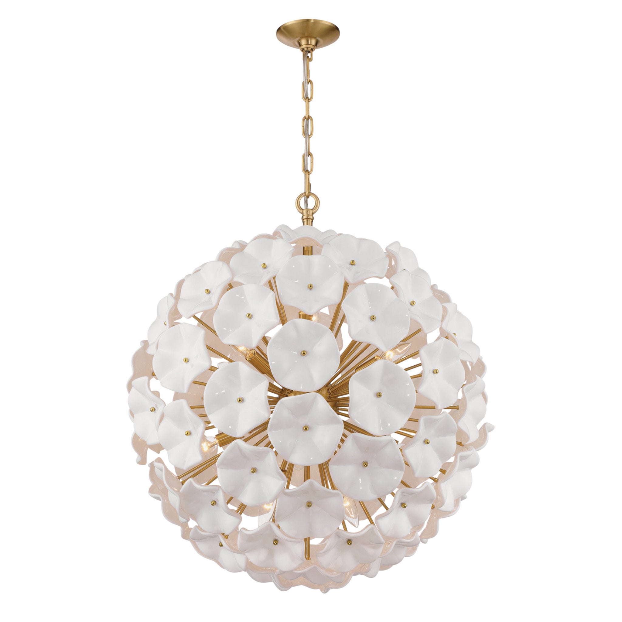 Esme 28'' Aged Brass Chandelier White 28"W x 30"H x 28"D