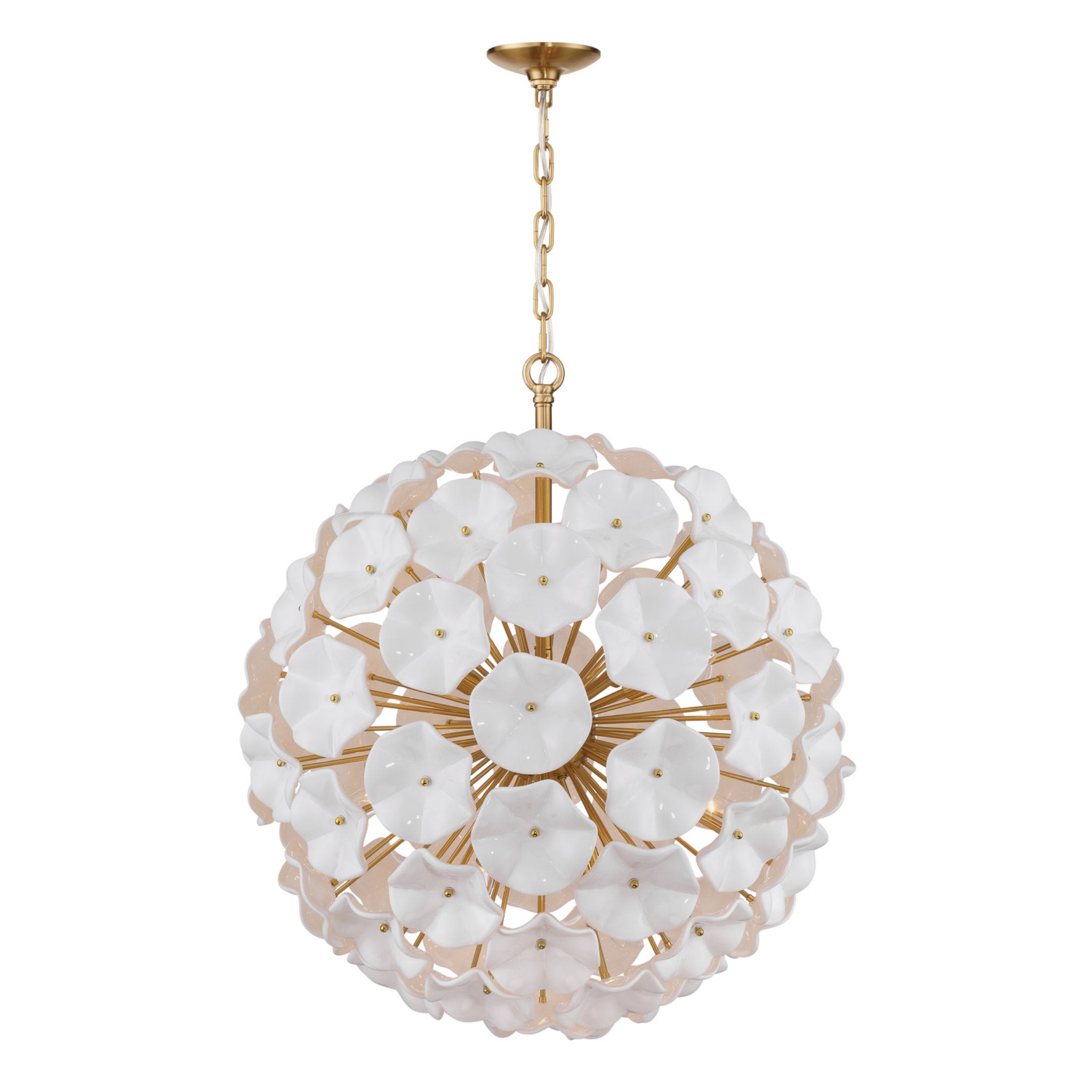 Esme 28'' Aged Brass Chandelier White 28"W x 30"H x 28"D