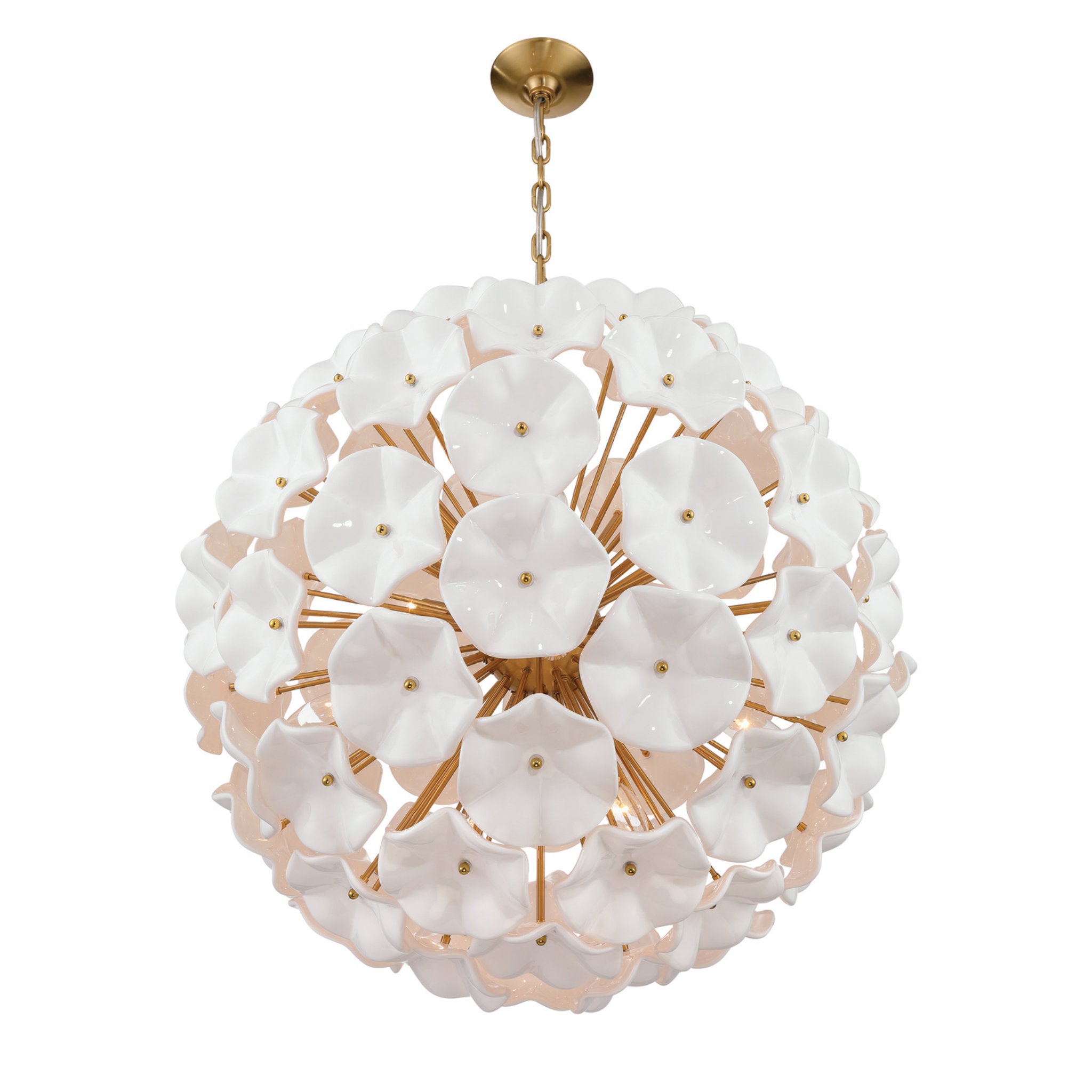 Esme 28'' Aged Brass Chandelier White 28"W x 30"H x 28"D