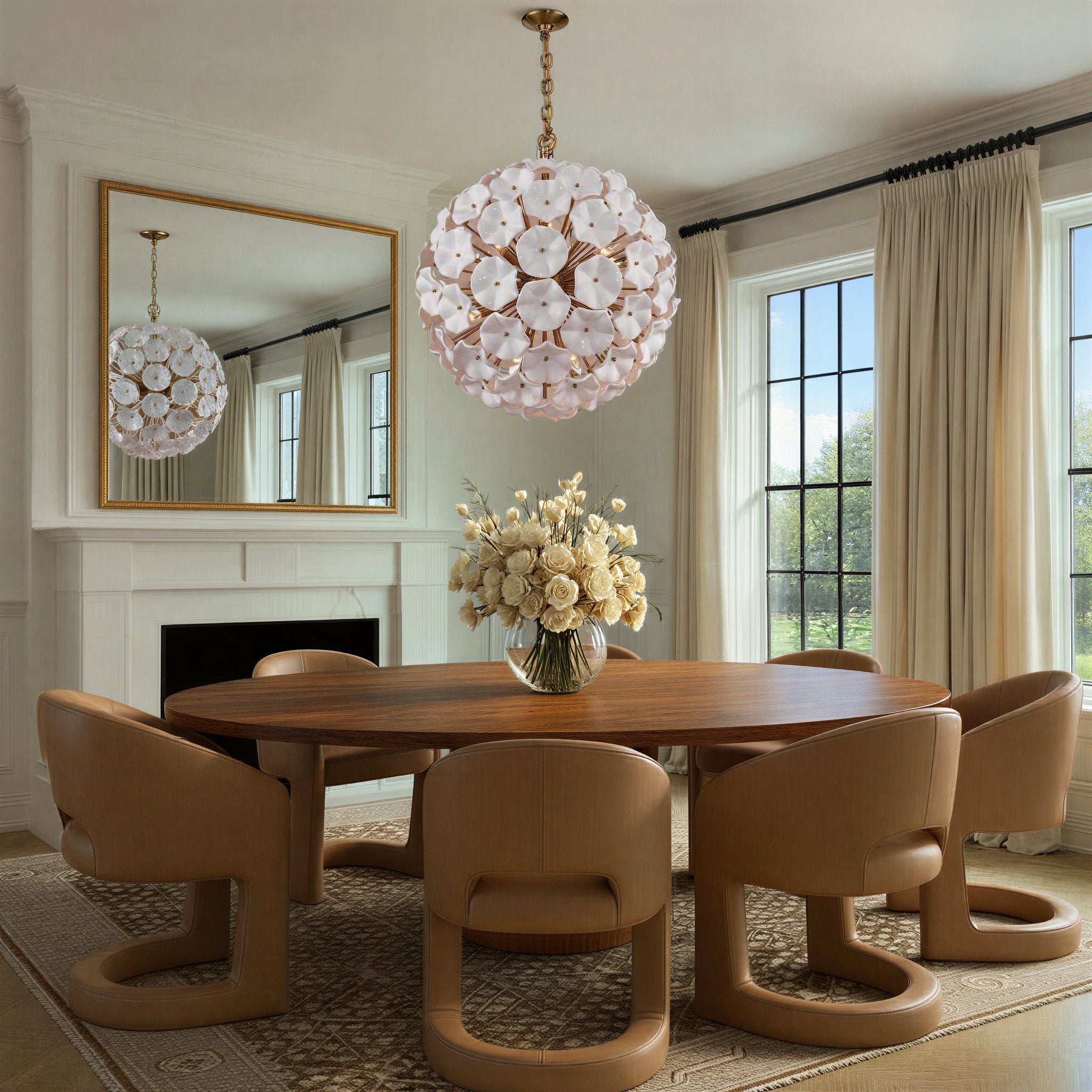 Esme 28'' Aged Brass Chandelier White 28"W x 30"H x 28"D