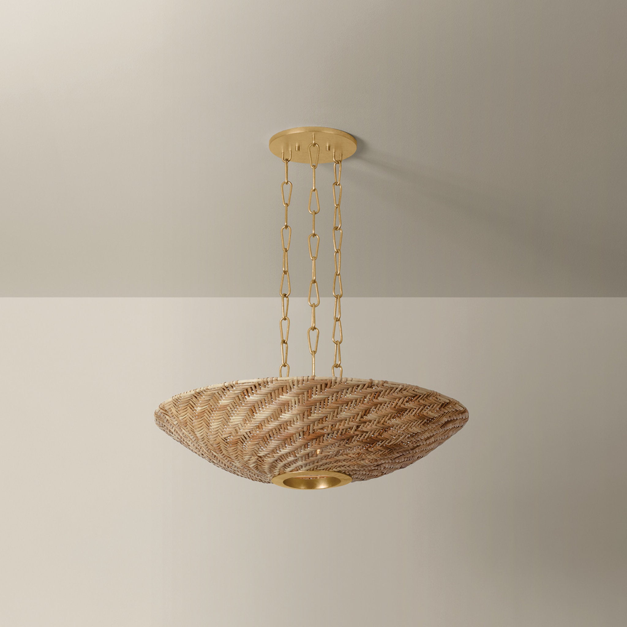 Ollie 3-Light Pendant in Vintage Gold Leaf 28W x 7H