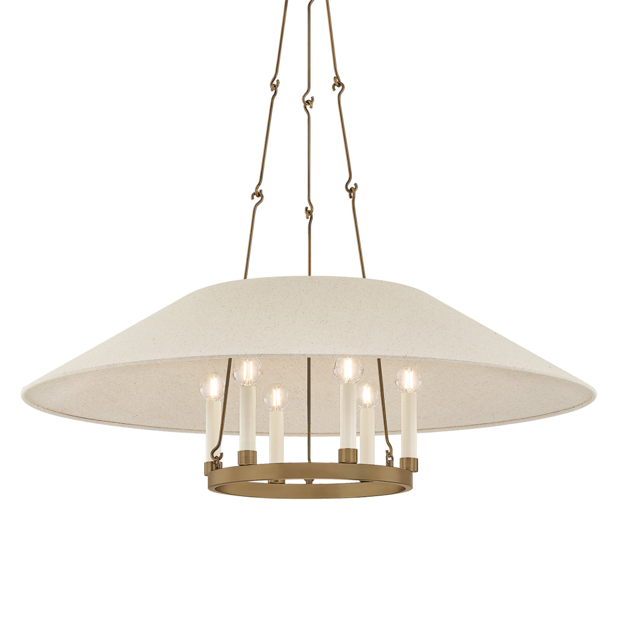 Archive 6-Light Chandelier in Patina Brass by Lauren Liess 38W x 12.75H