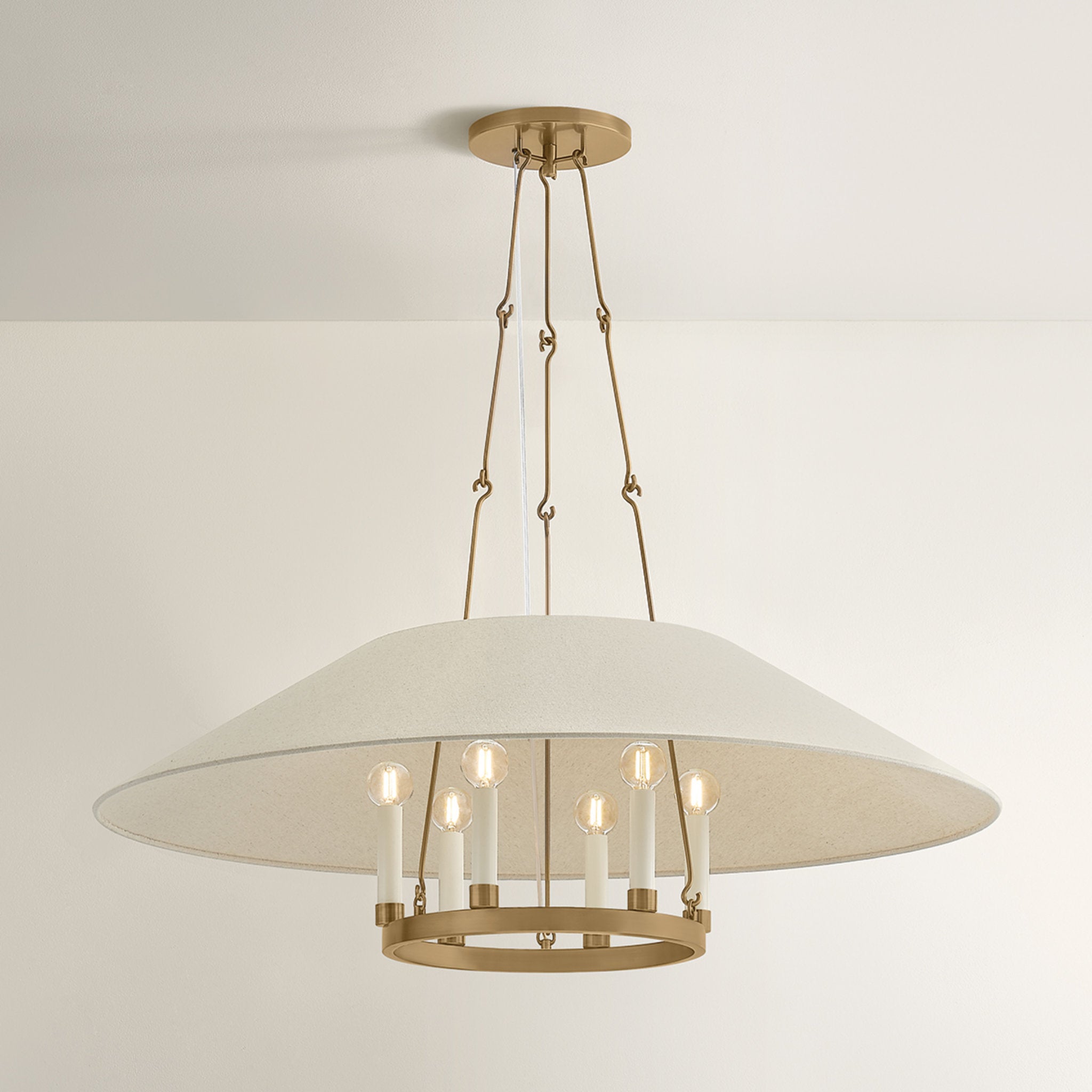 Archive 6-Light Chandelier in Patina Brass by Lauren Liess 38W x 12.75H