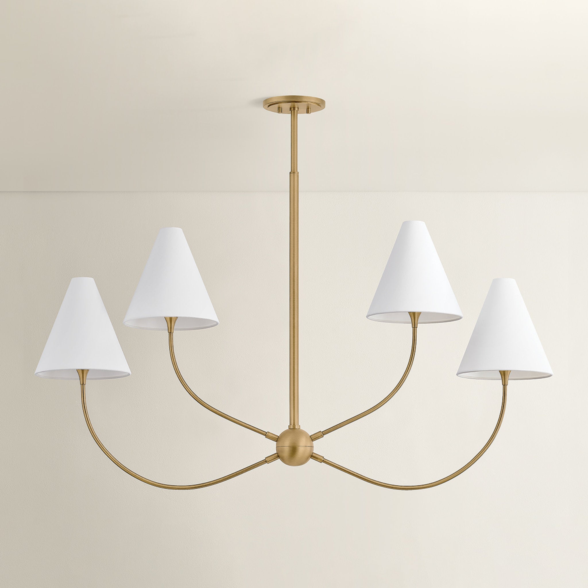 Evermore 4-Light Linear in Patina Brass by Lauren Liess 48L x 9W x 30.25H