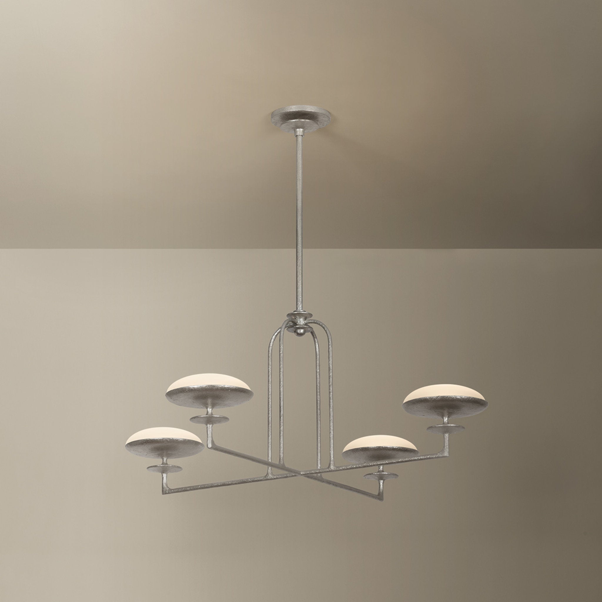 Pacific 4-Light Chandelier in Warm Silver Leaf 39W x 16.25H