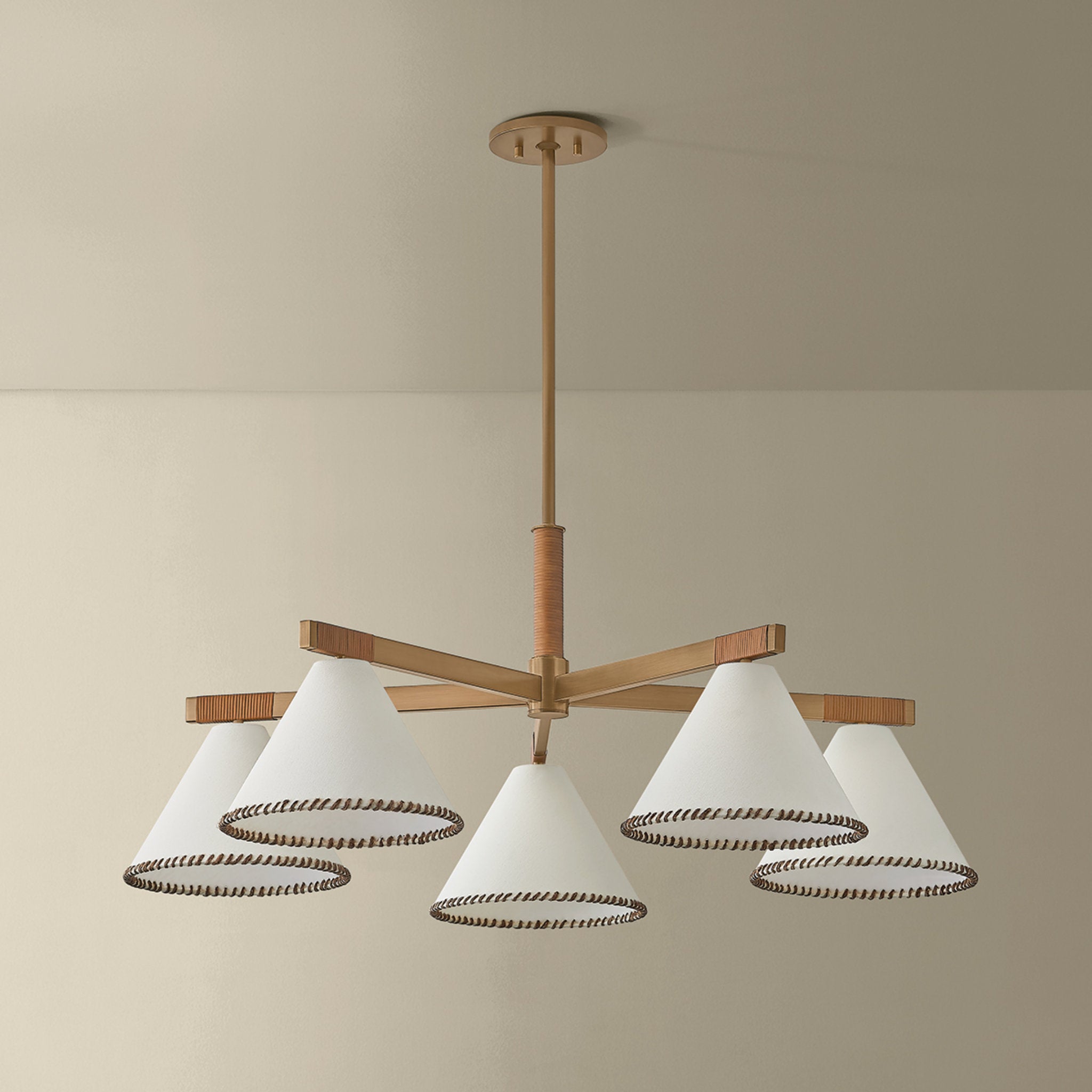 Stoney 5-Light Chandelier in Patina Brass 40.25W x 15.75H
