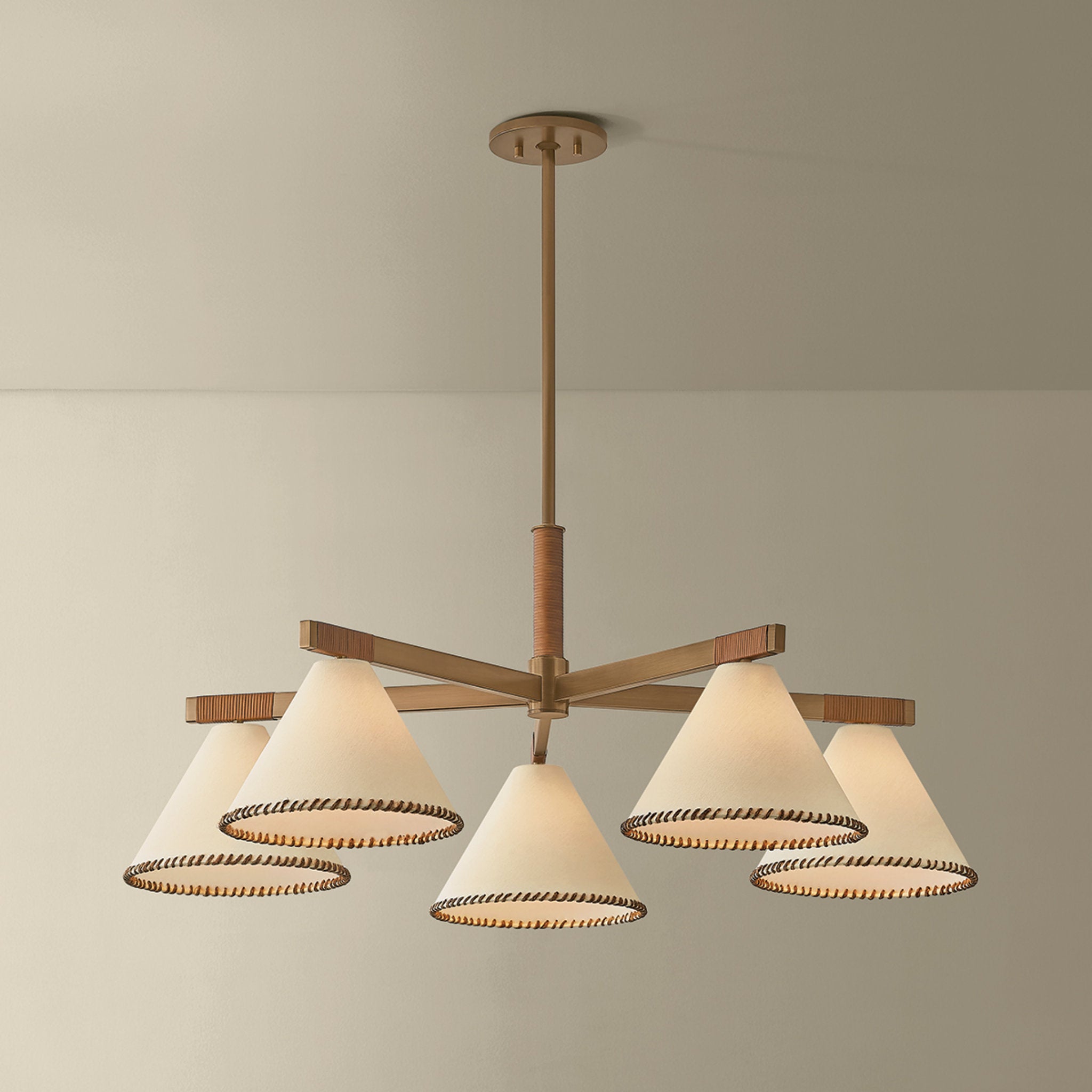 Stoney 5-Light Chandelier in Patina Brass 40.25W x 15.75H
