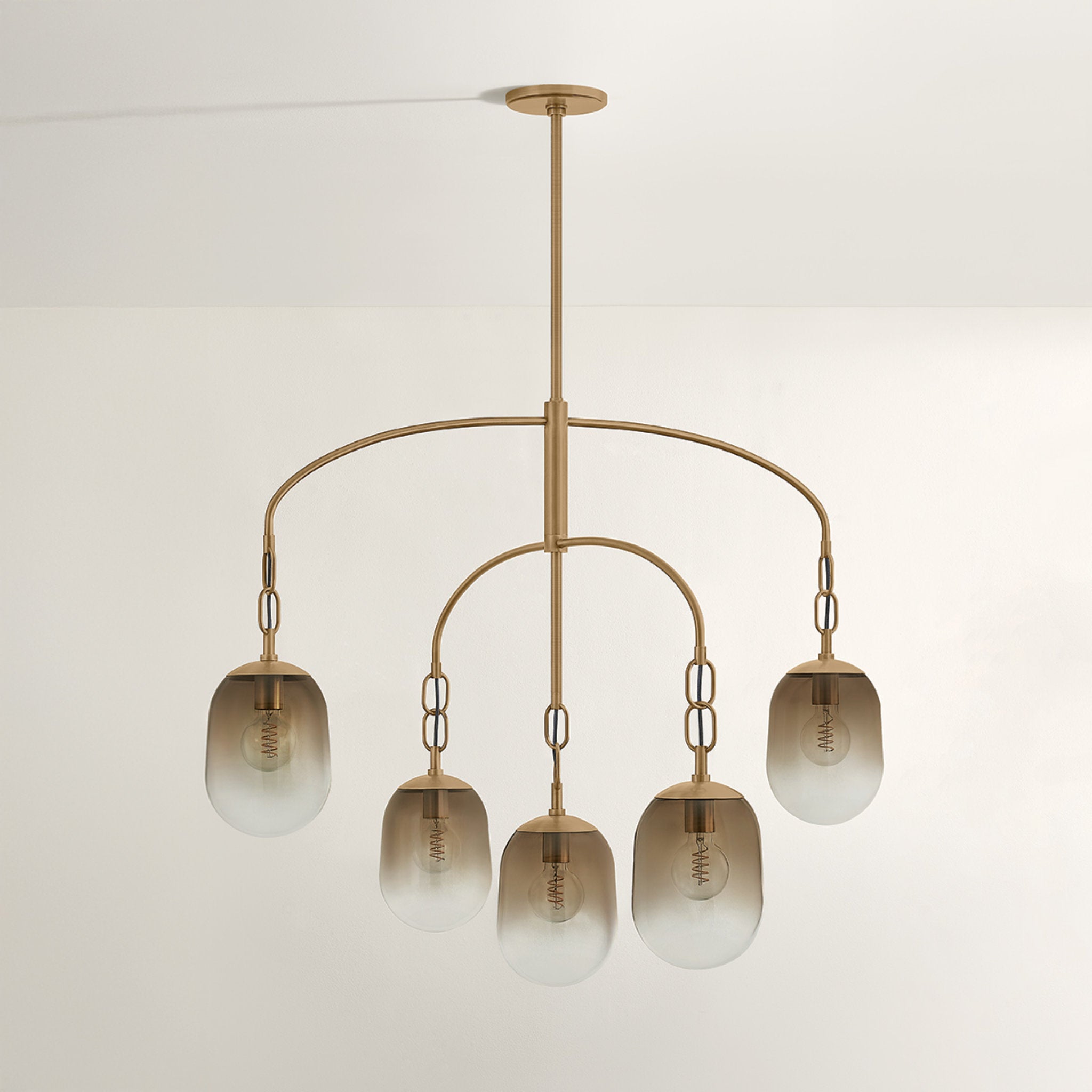 Harvey 5-Light Chandelier in Patina Brass 42W x 34.75H