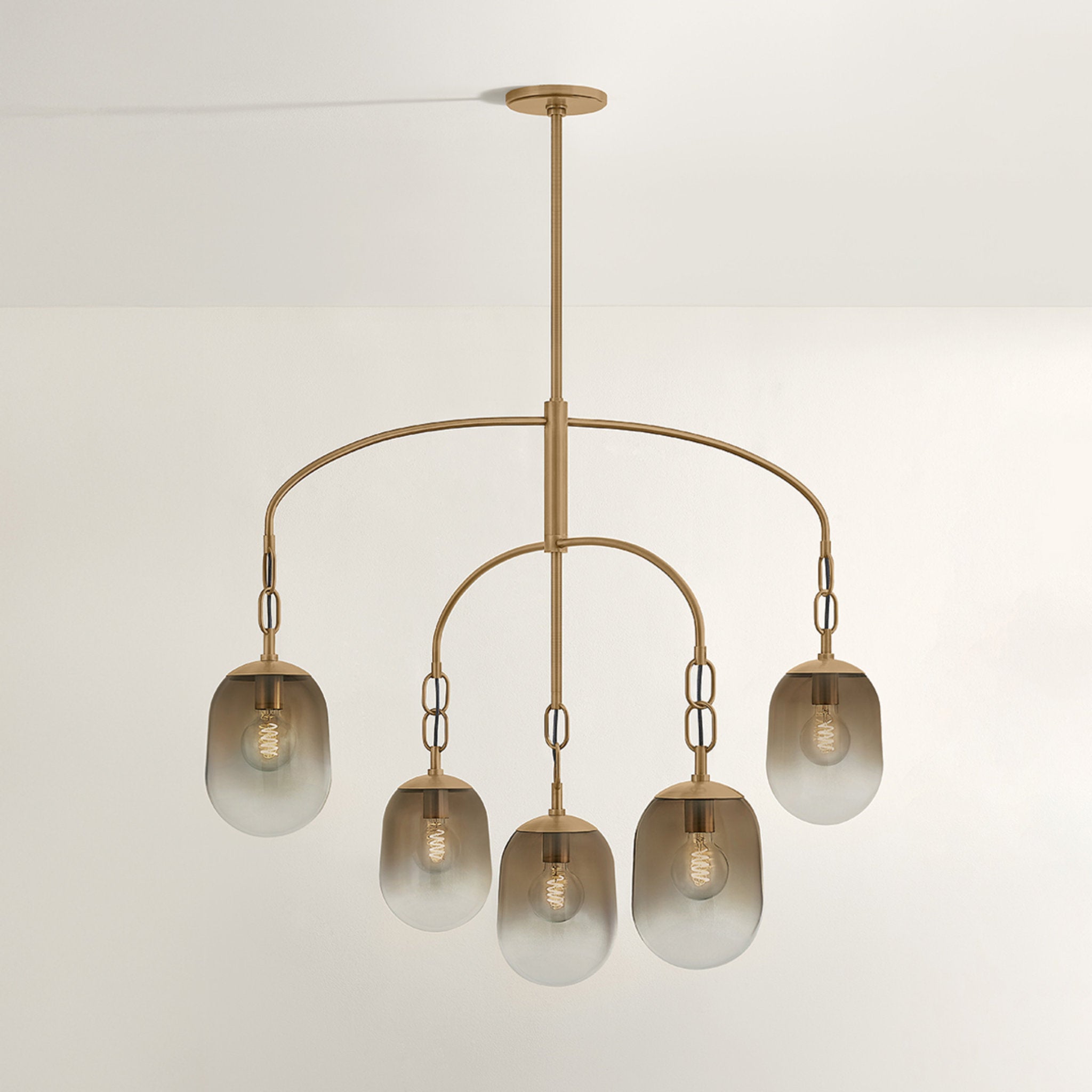Harvey 5-Light Chandelier in Patina Brass 42W x 34.75H